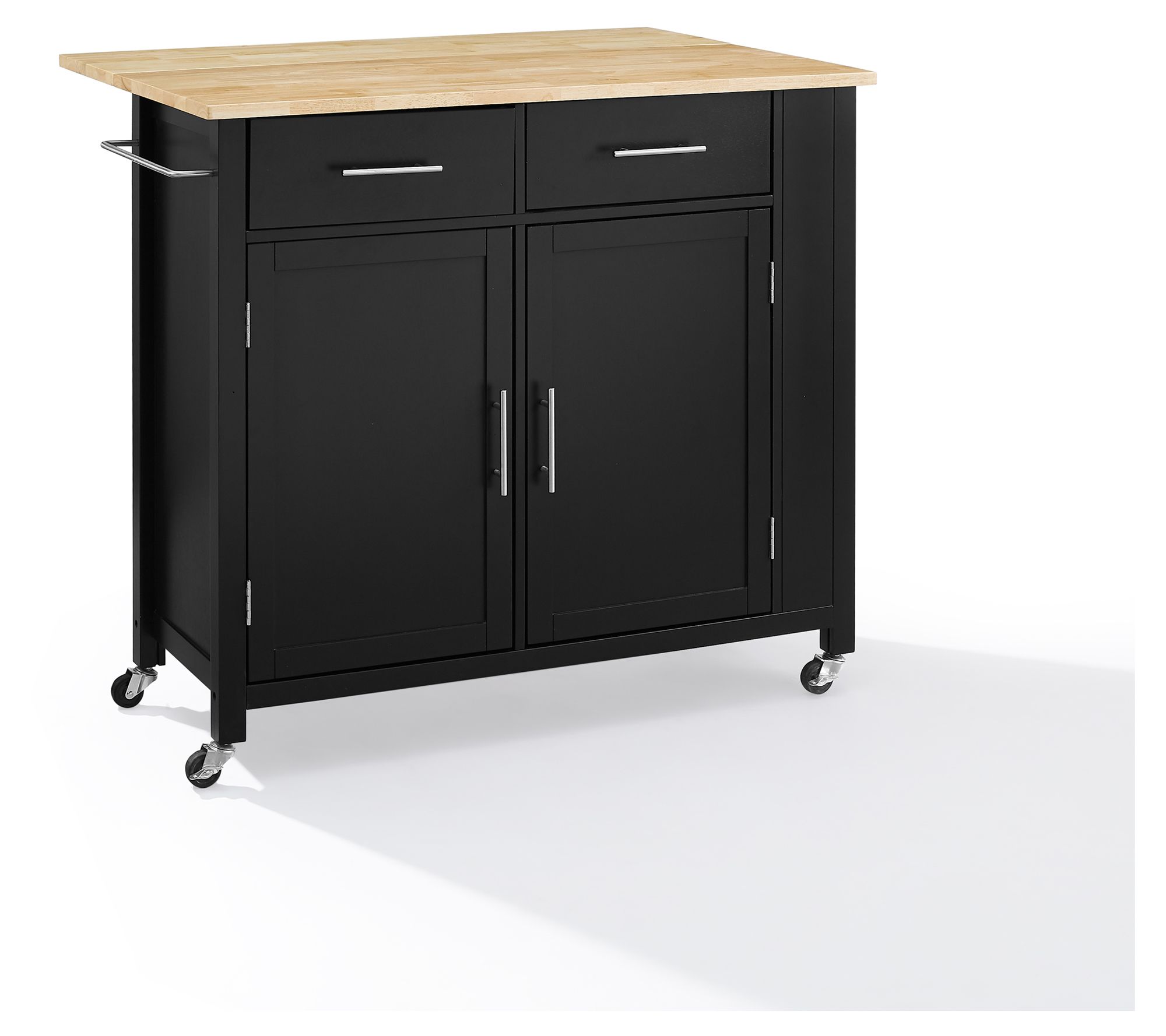 Savannah Wood T op Drop Leaf Ki tchen Island/Ca rt Black