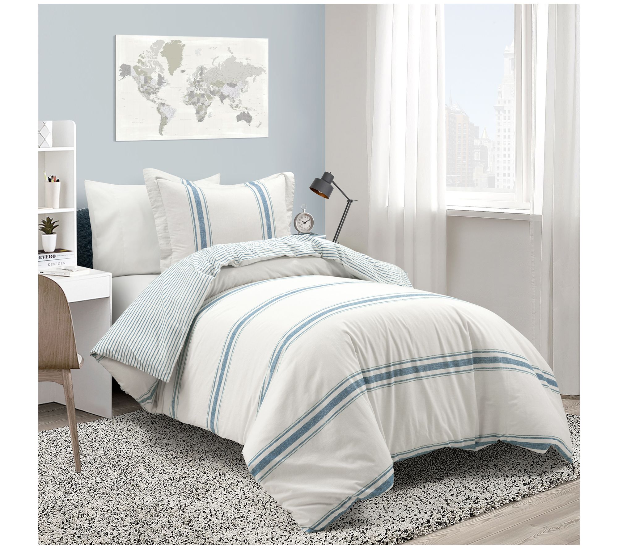 Lush Decor Farmhouse Stripe Duvet Cover 2Pc Twin-XL
