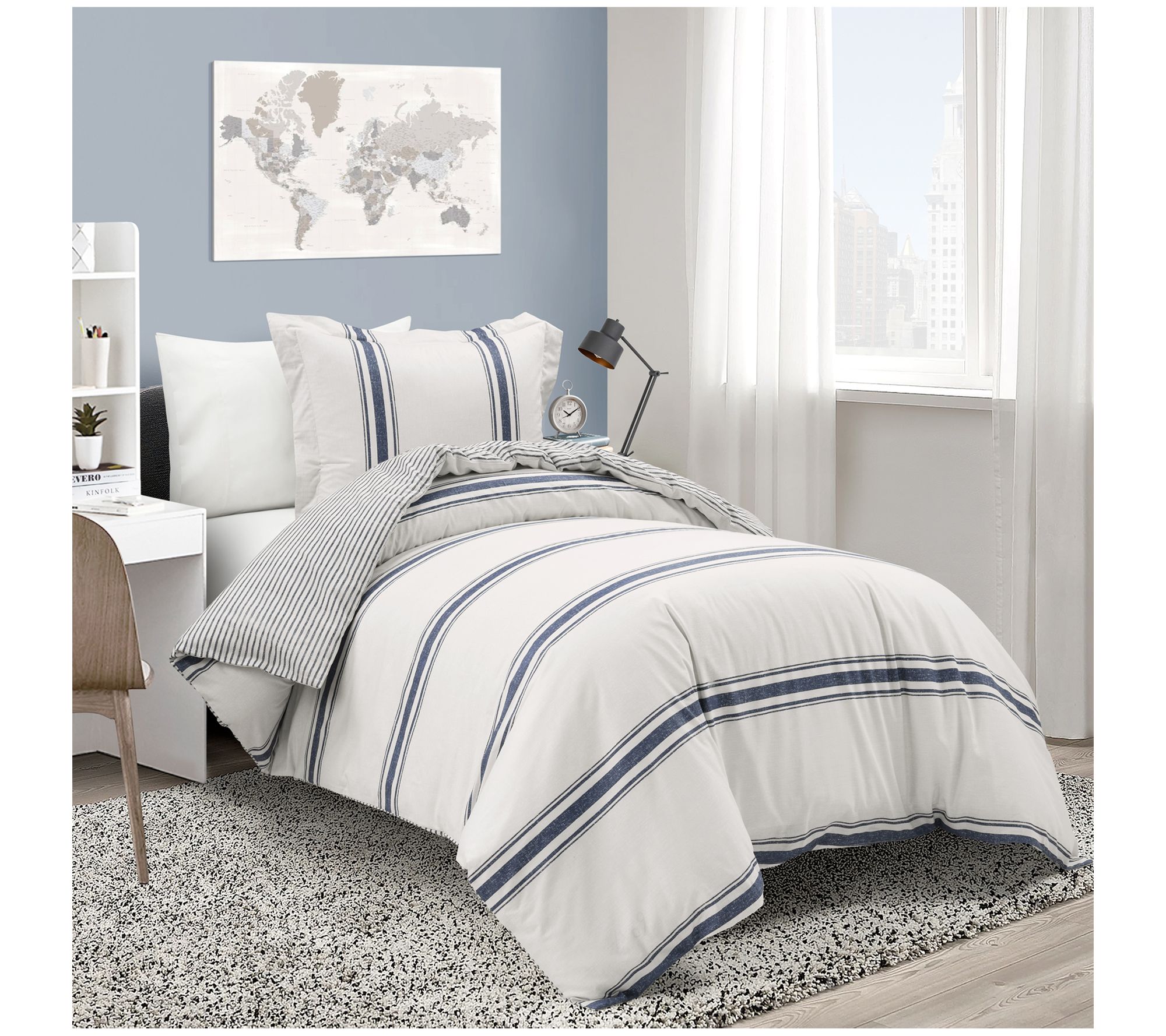 Lush Decor Farmhouse Stripe Duvet Cover 2Pc Twin-XL