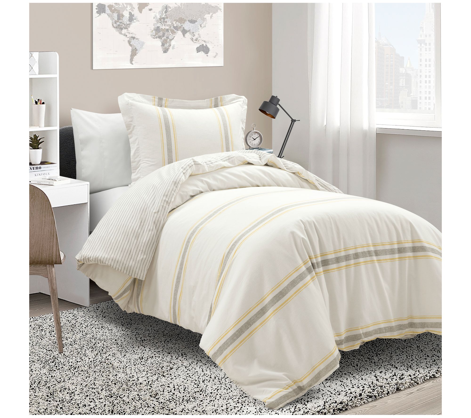 Lush Decor Farmhouse Stripe Duvet Cover 2Pc Twin-XL