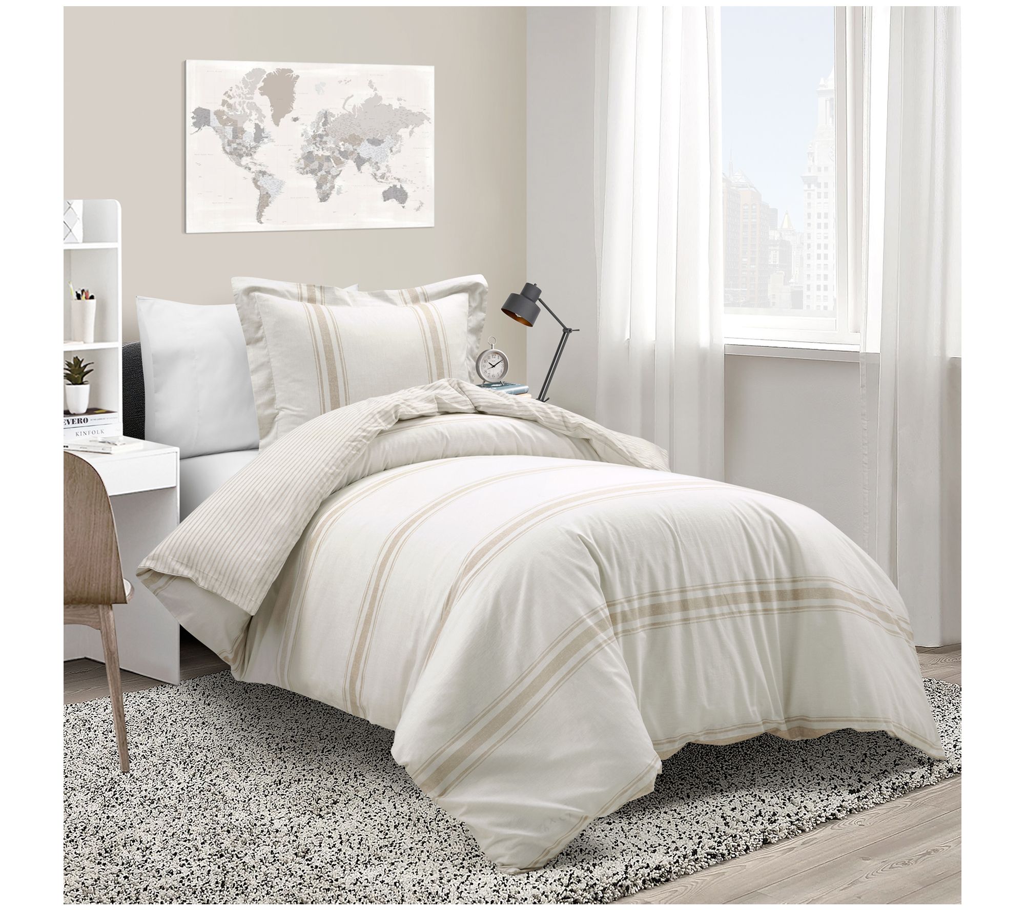 Lush Decor Farmhouse Stripe Duvet Cover 2Pc Twin-XL