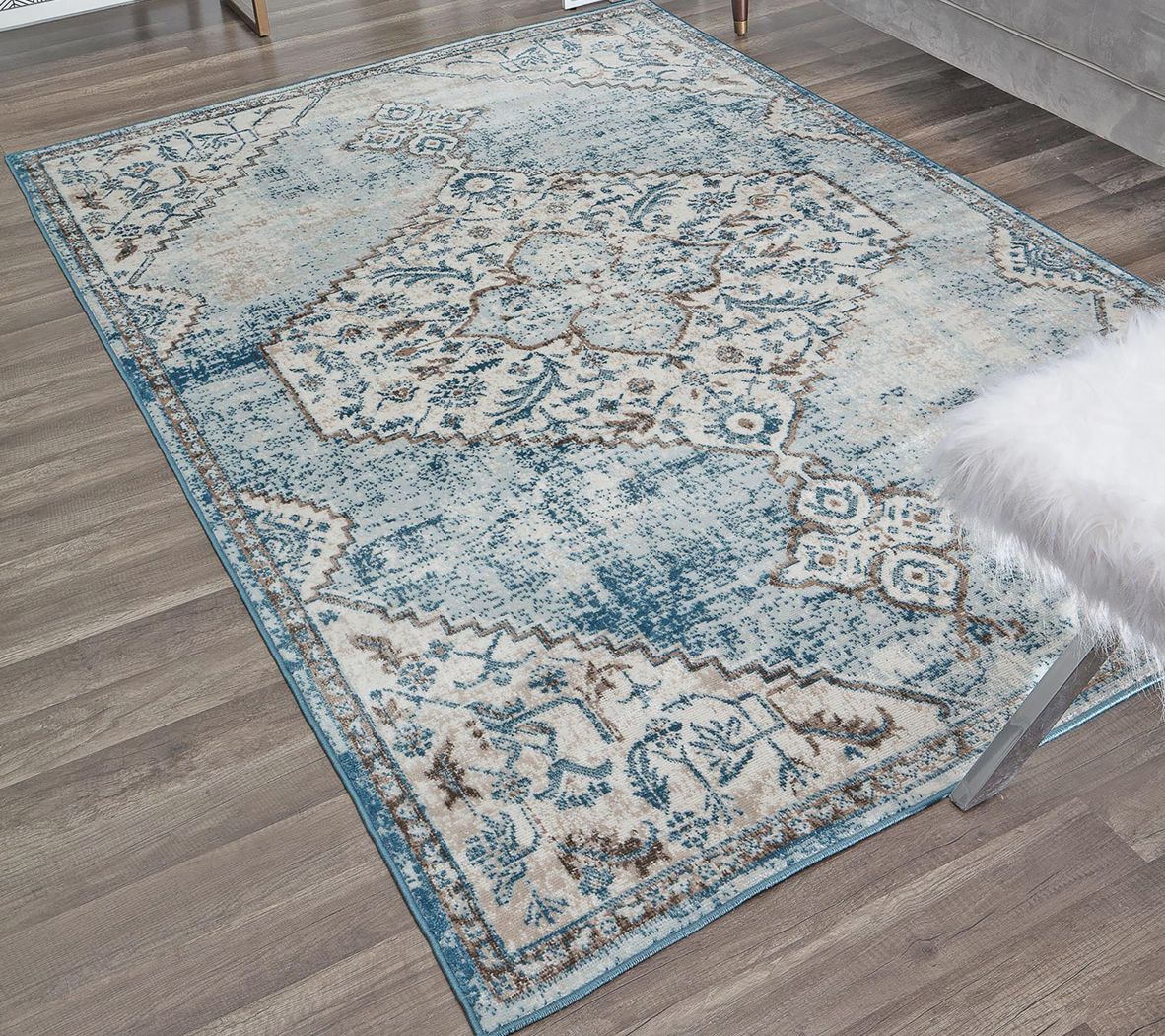 Rugs America Freya FY65A Powder Blue Farmhouse 5'0"x7'0"