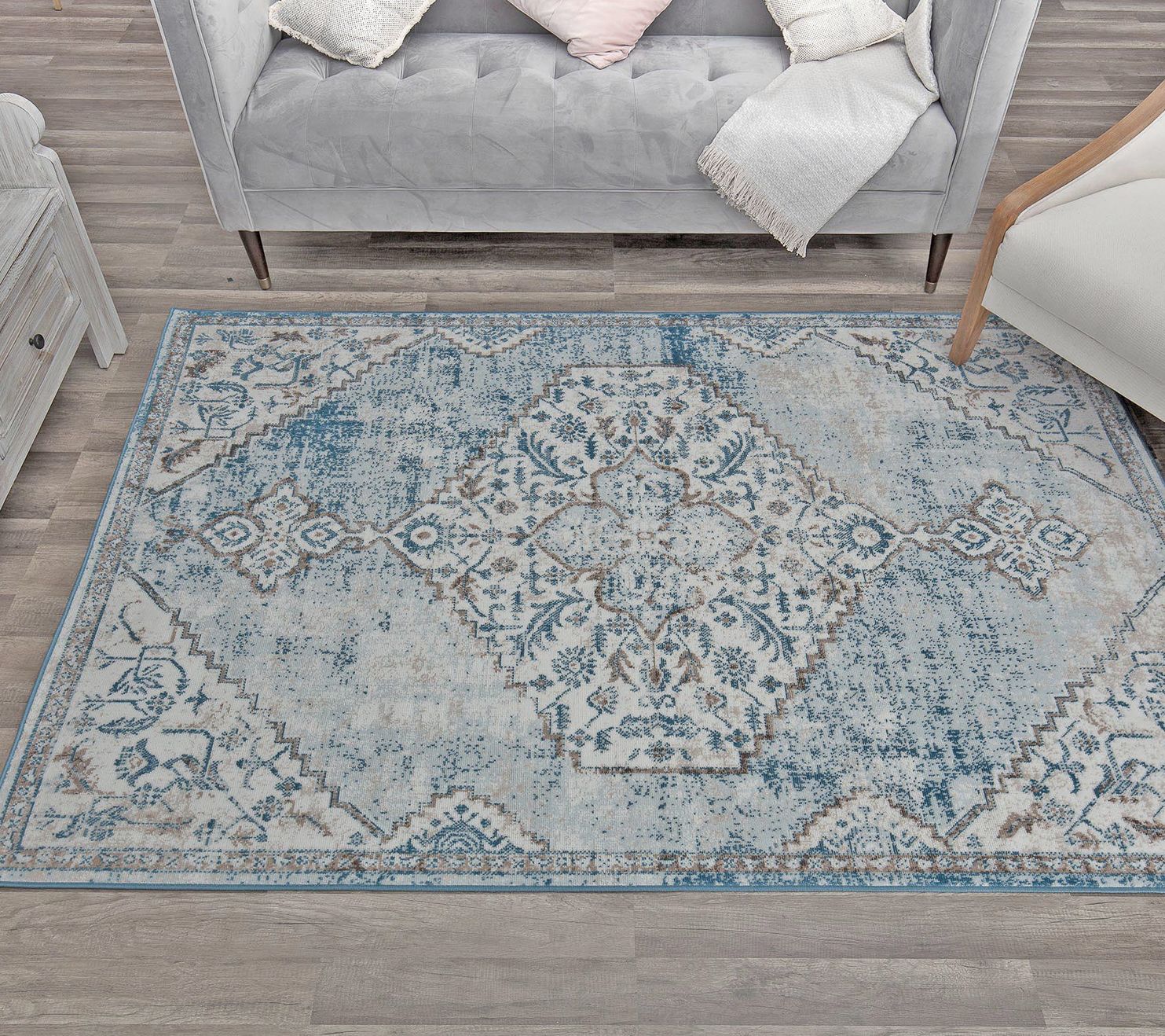 Rugs America Freya FY65A Powder Blue Farmhouse 5'0"x7'0"