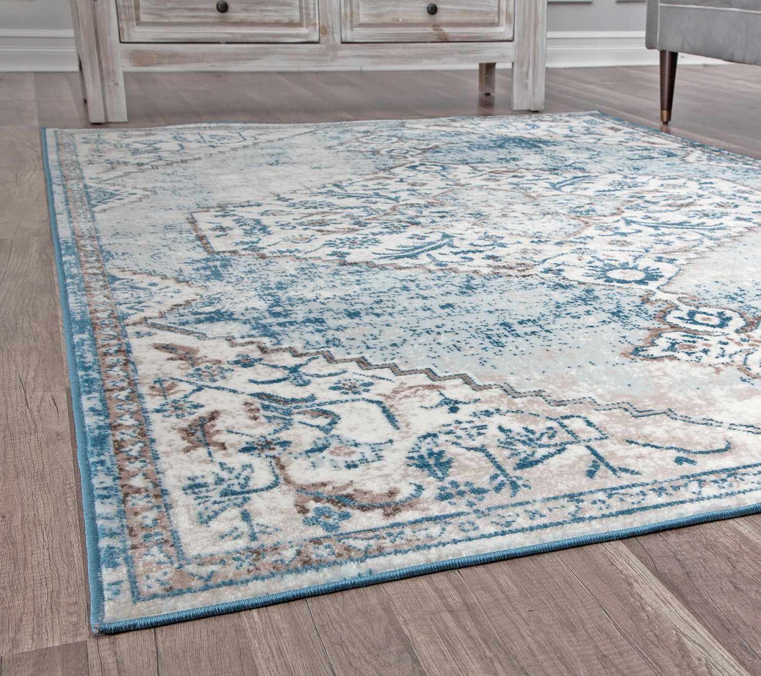 Rugs America Freya FY65A Powder Blue Farmhouse 5'0