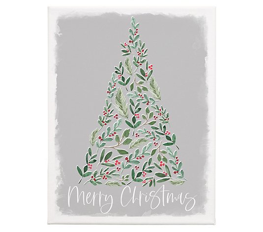 Sincere Surroundings 17" Merry Holly Tree Wrapped Canvas