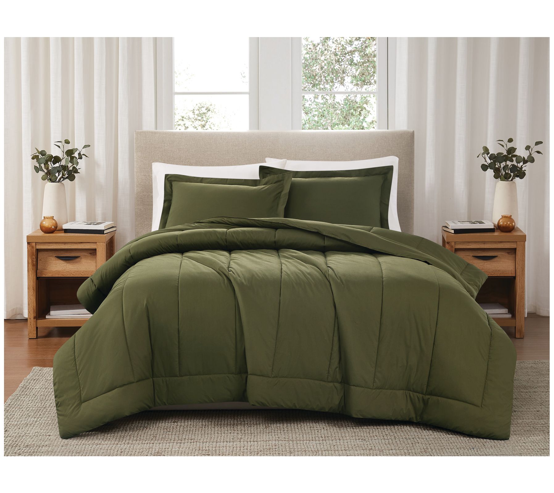 Brooklyn Loom Solid Cotton Percale Twin/TXL 2pcComforter Set