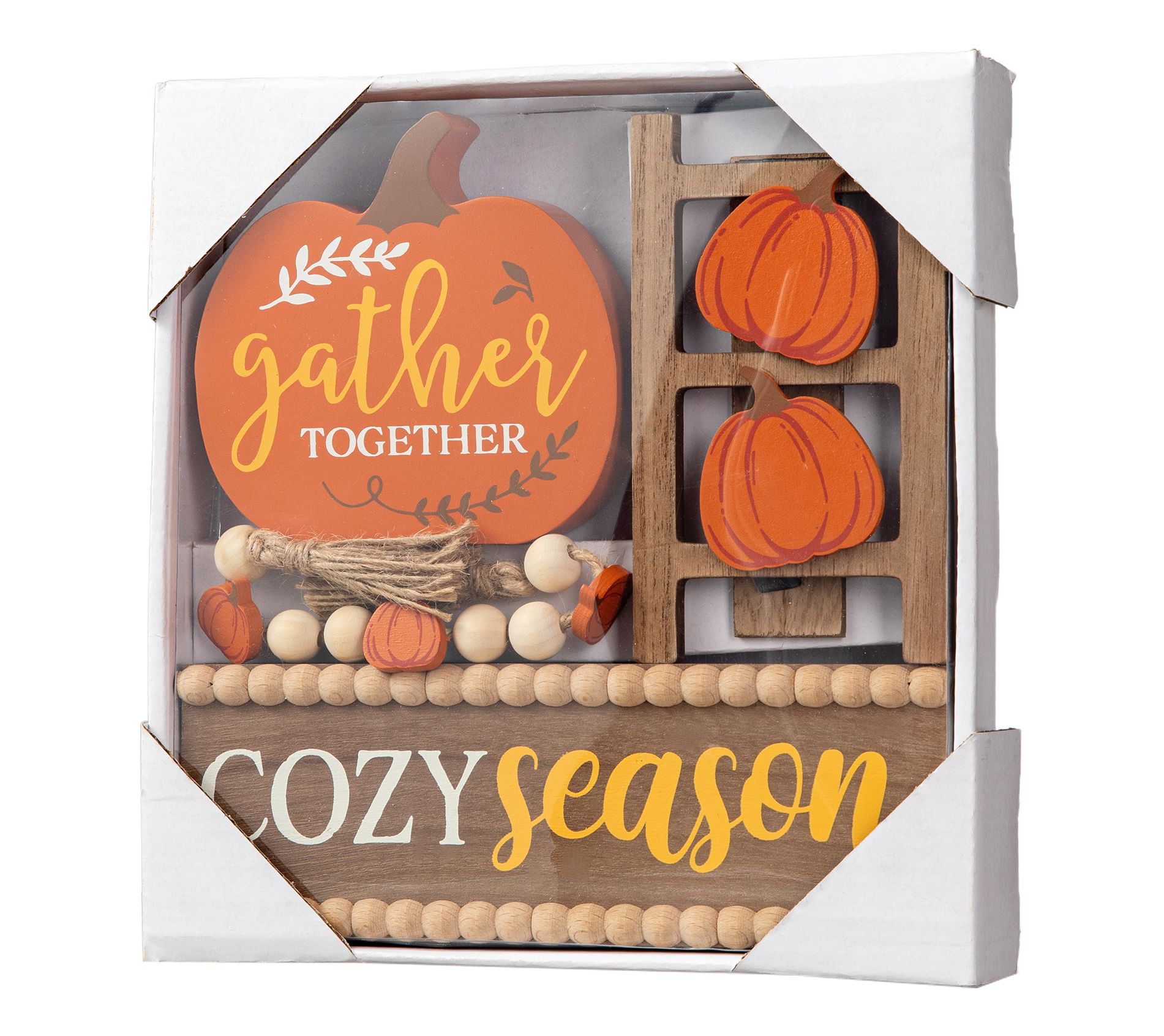 Glitzhome 10.75"L S/4 Fall Word Signs Tiered Tray Table Decor