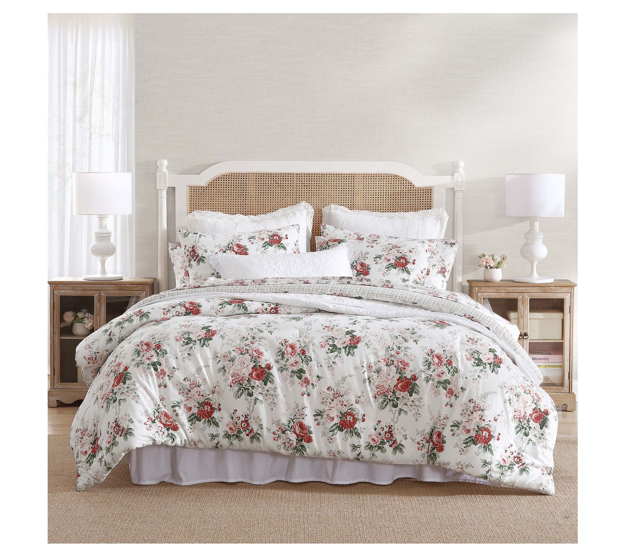 Laura Ashley Ashfield Red-Green Full/Queen Comforter Sham Set