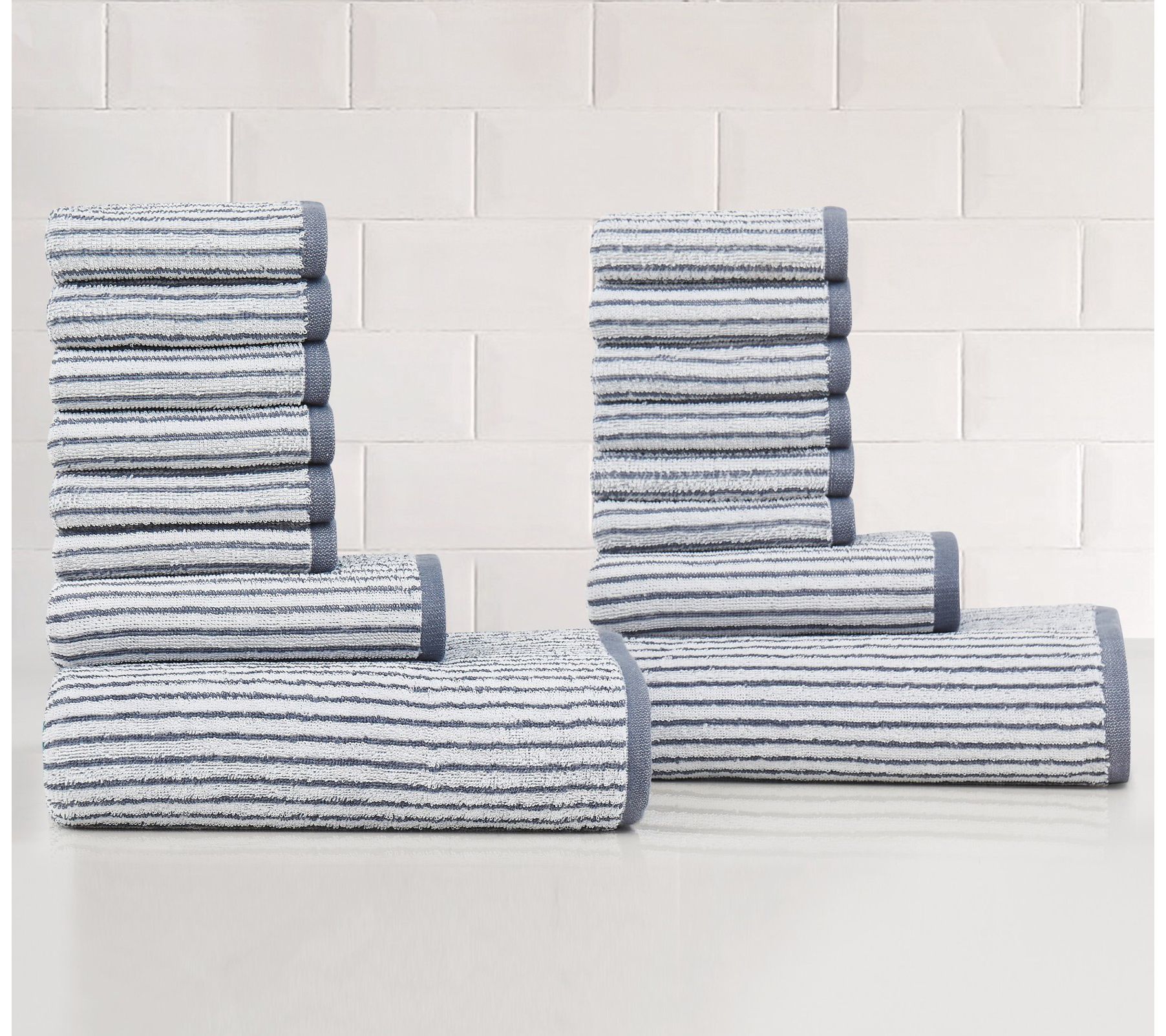 Truly Soft Essential Yarn Dye Stripe 16-Piece Towel Set