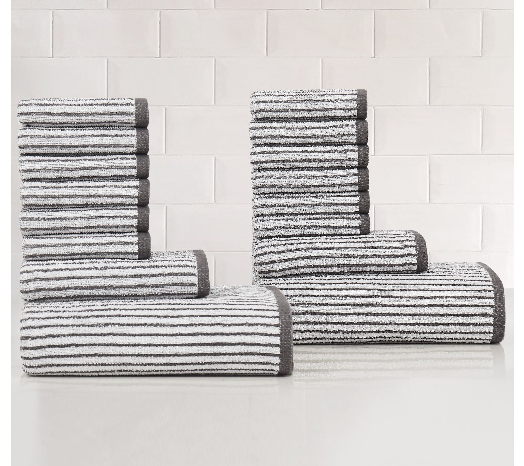 Truly Soft Essential Yarn Dye Stripe 16-Piece Towel Set