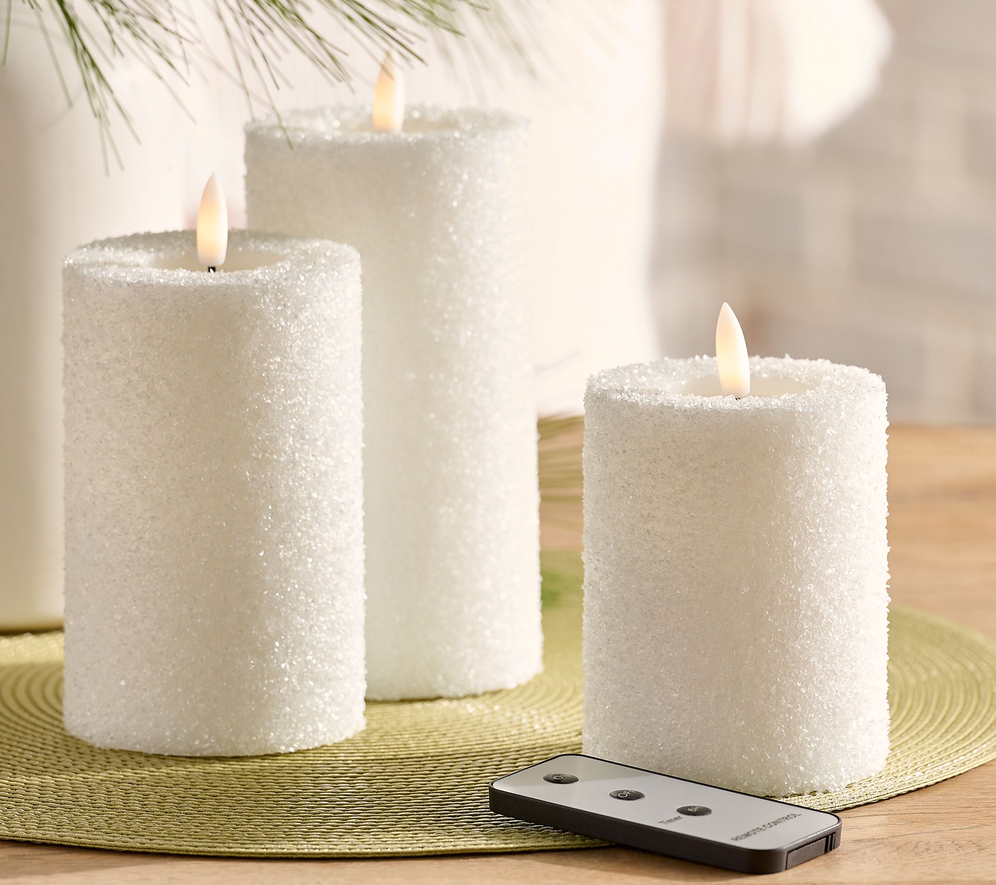 Home Reflections S/3 Flameless Crystal Pillar Candles