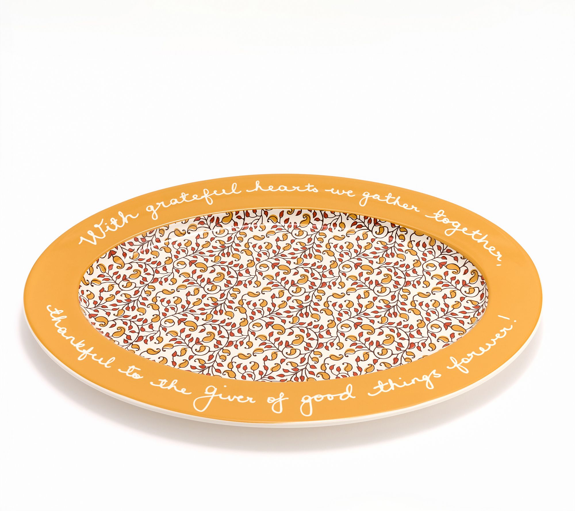 Aarti Sequeira With Grateful Hearts 18" Serving Platter