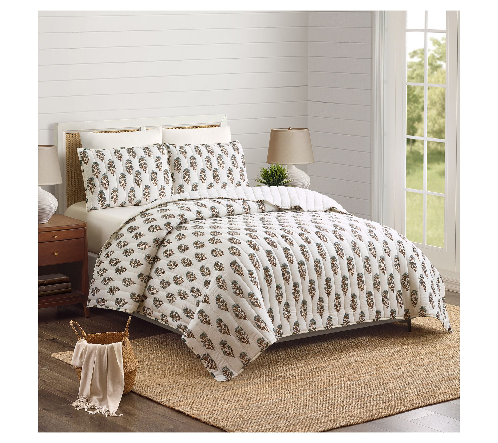 Laurel & Mayfair Mughal Flower 3-Piece Full/Queen Quilt Set