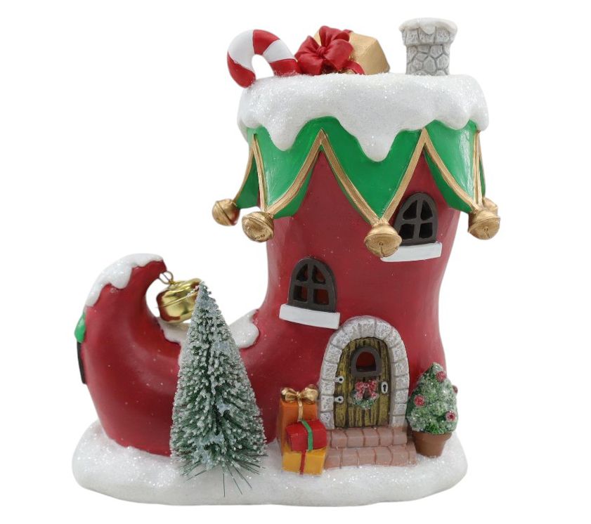 RC Home Decor 8" Lighted Christmas Boot House Decoration