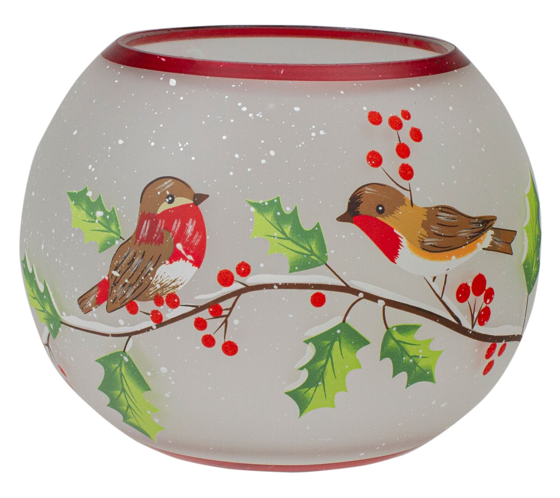 Northlight 5" Finches and Pine Flameless GlassCandle Holder