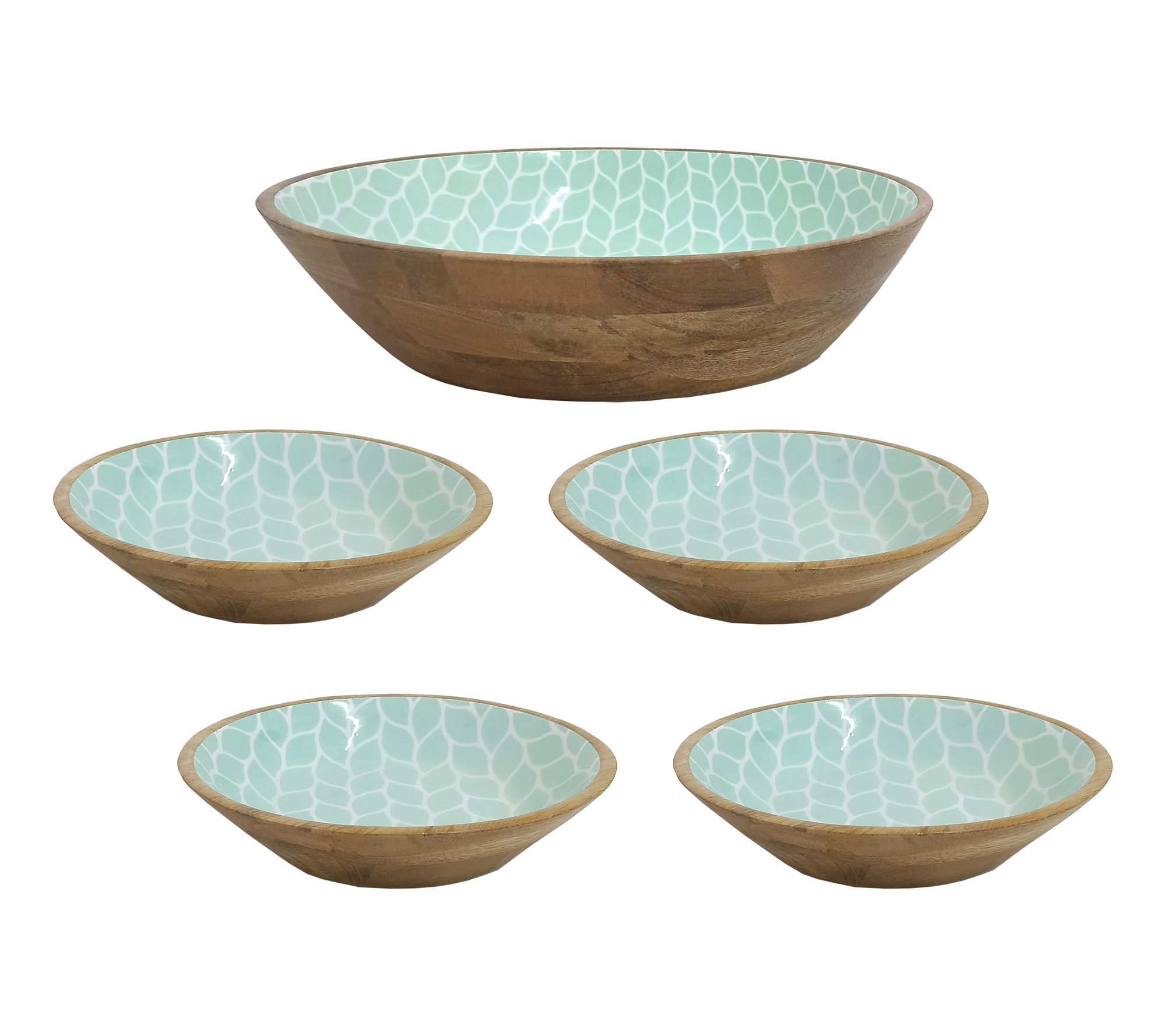 "As Is" Temp-tations Seasonal 5-Piece Mango Wood Bowl Set