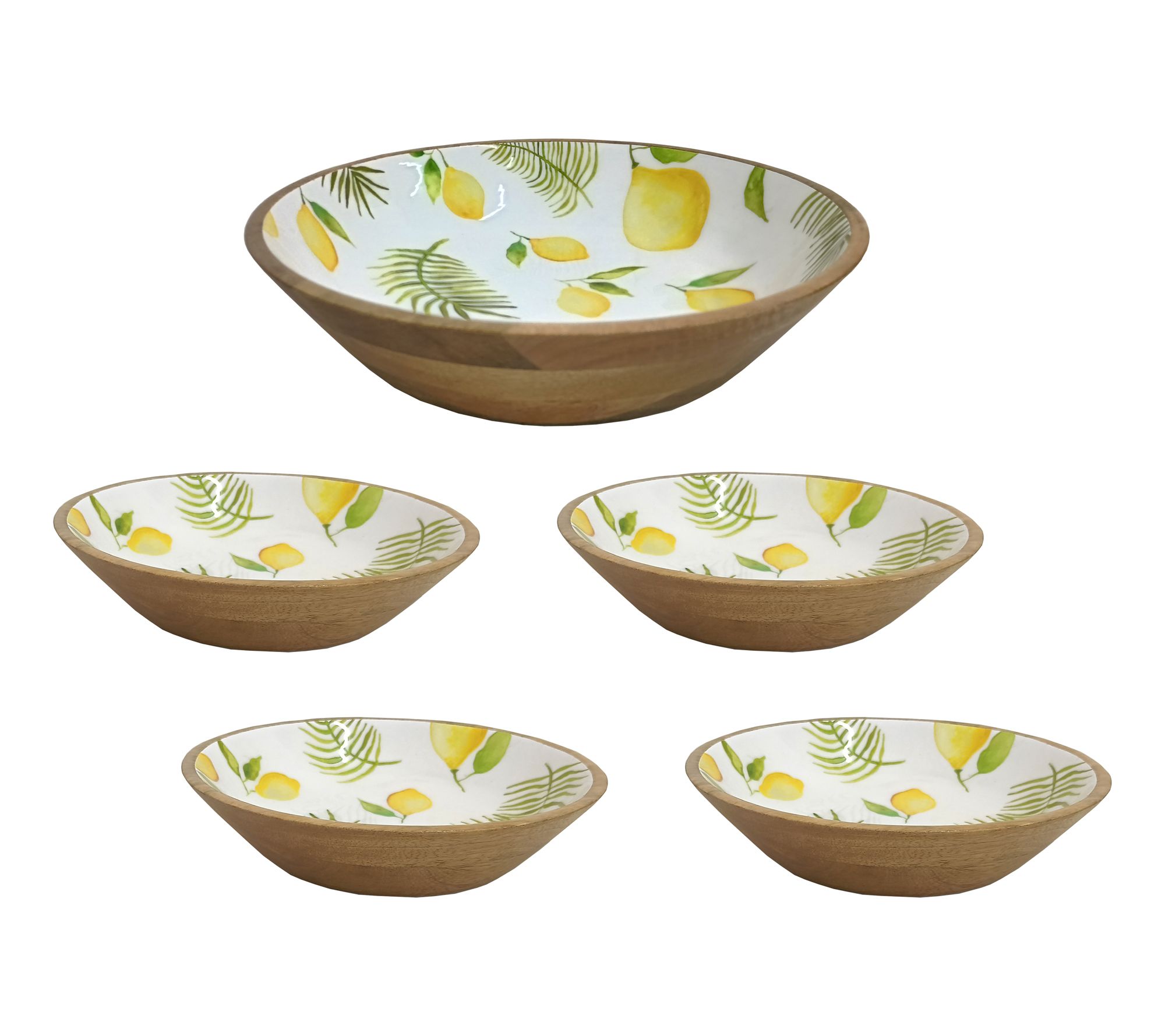 "As Is" Temp-tations Seasonal 5-Piece Mango Wood Bowl Set