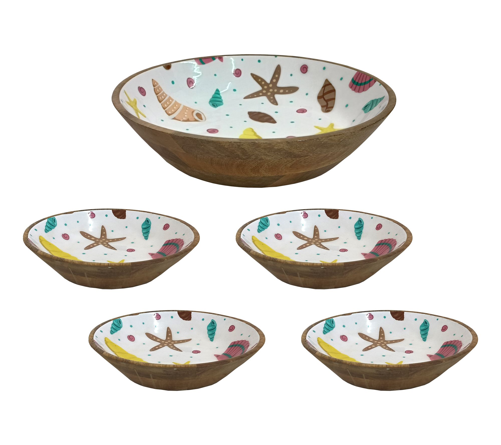 "As Is" Temp-tations Seasonal 5-Piece Mango Wood Bowl Set
