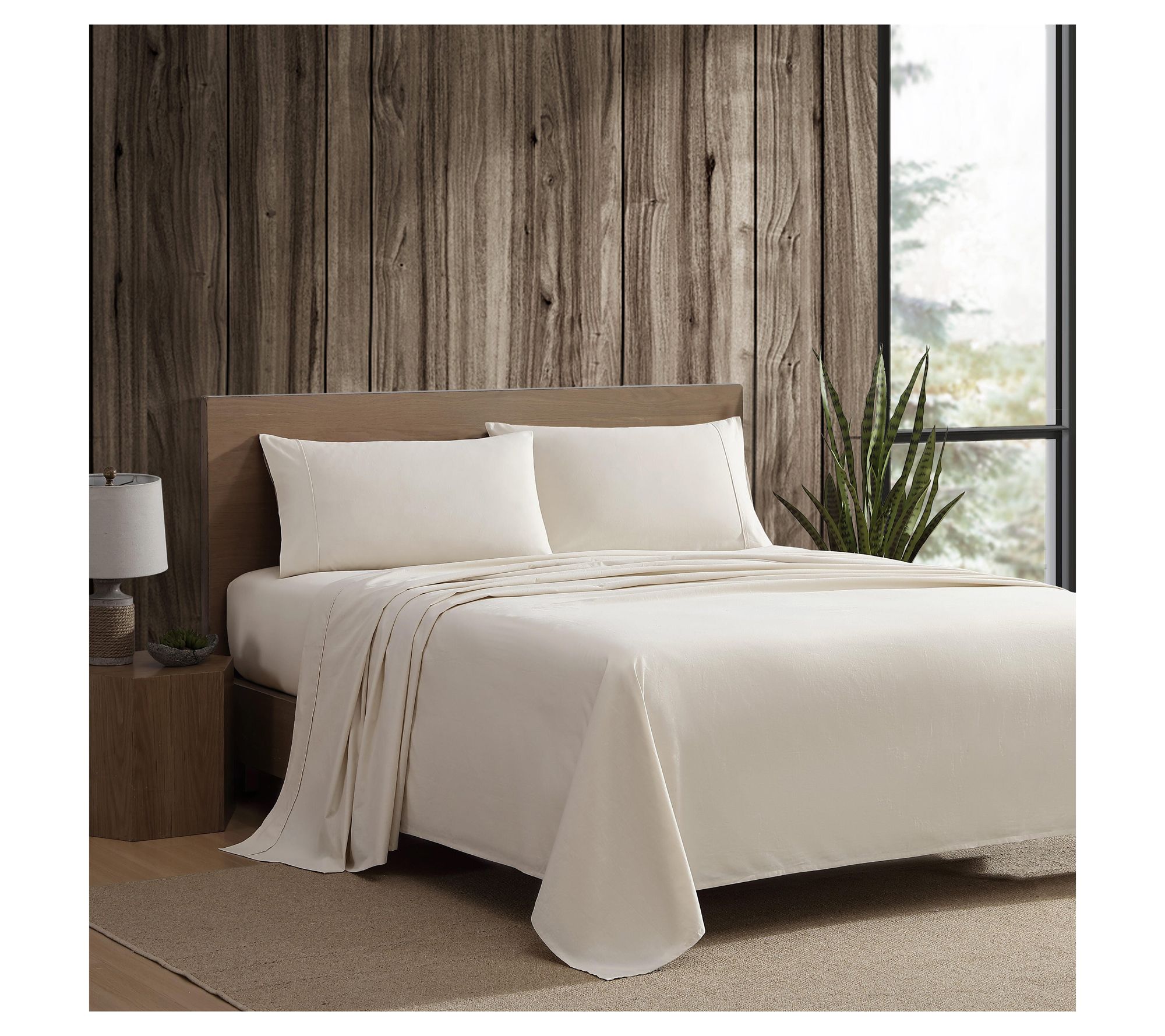 Eddie Bauer Oyster Grey Cotton Percale Full Sheet Set