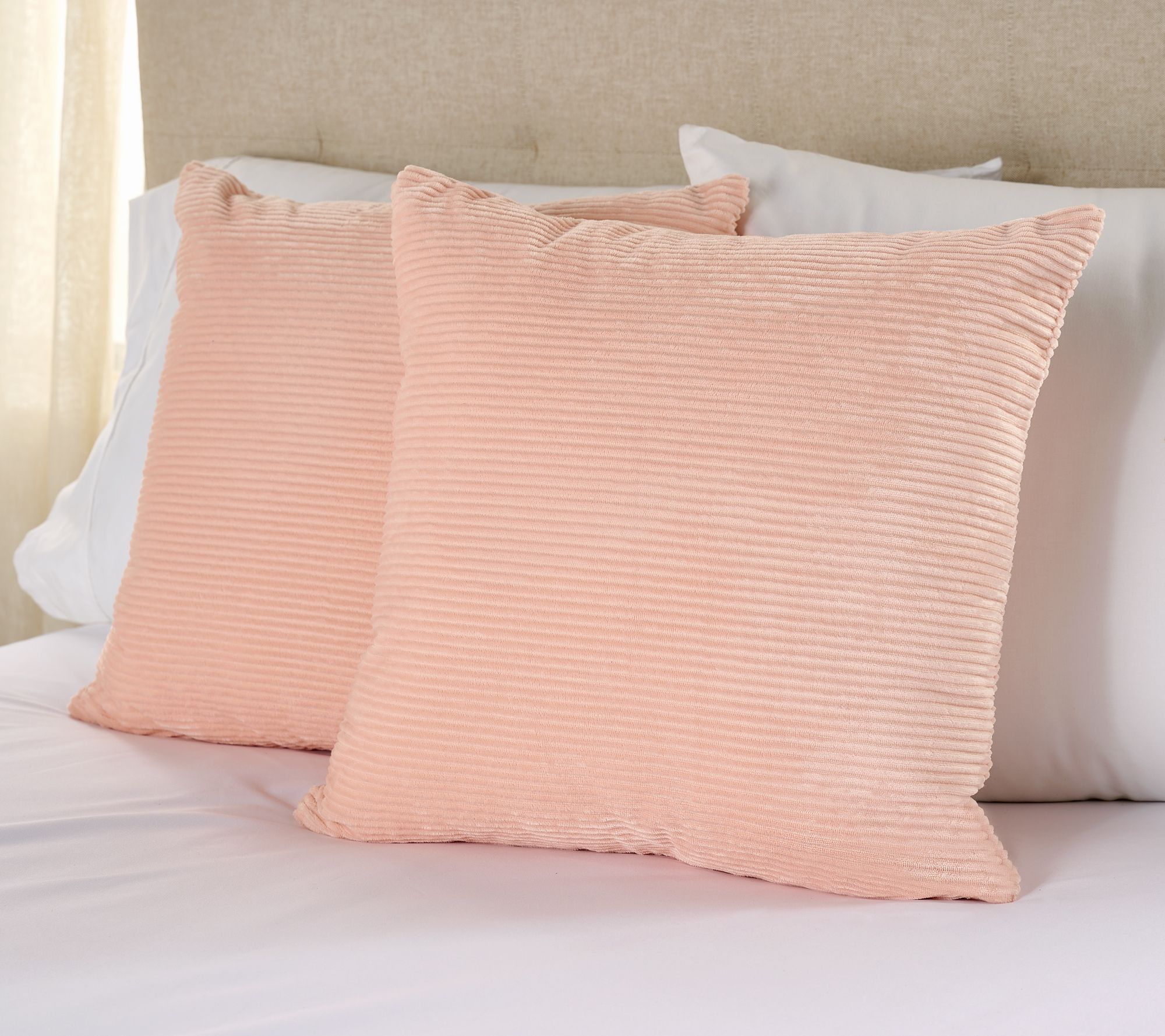 "As Is" Home Reflections S/2 Ribbed Velvet Plush 18x18 Dec Pillows