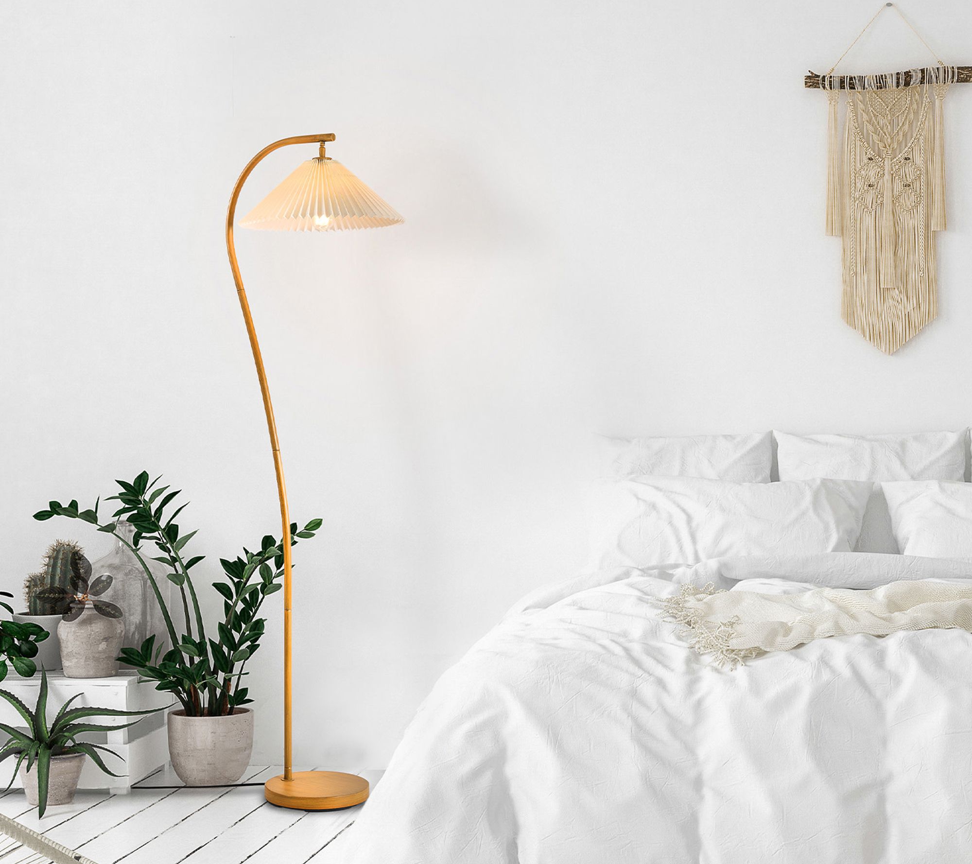 Globe Electric Novogratz 62" Wood Toned Floor Lamp with  Shade