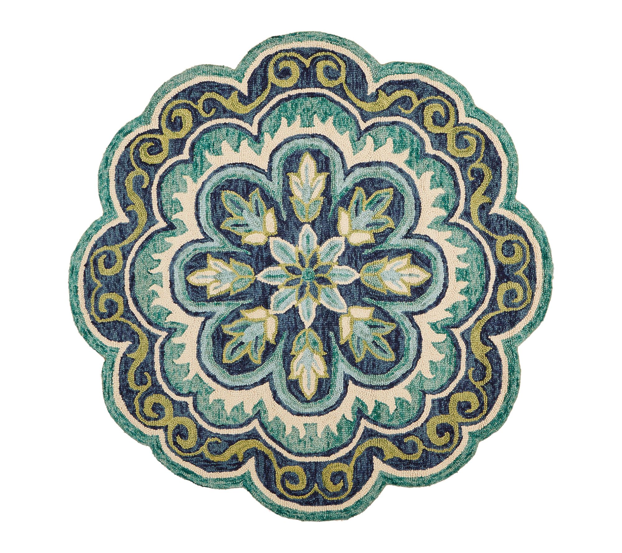 Ox Bay Green/Ivory Medallion Wool Indoor Area R ug, 8' x 8'