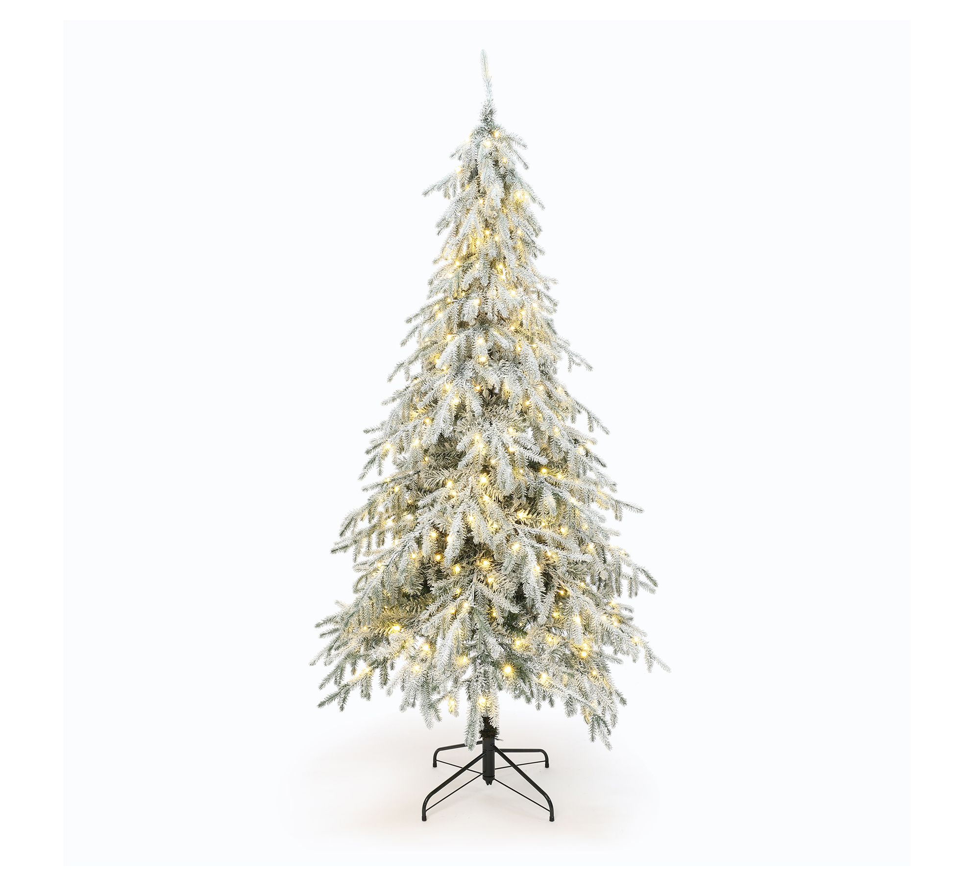 LuxenHome 7.5Ft Pre-Lit Flocked Sweeping Artificial Xmas Tree