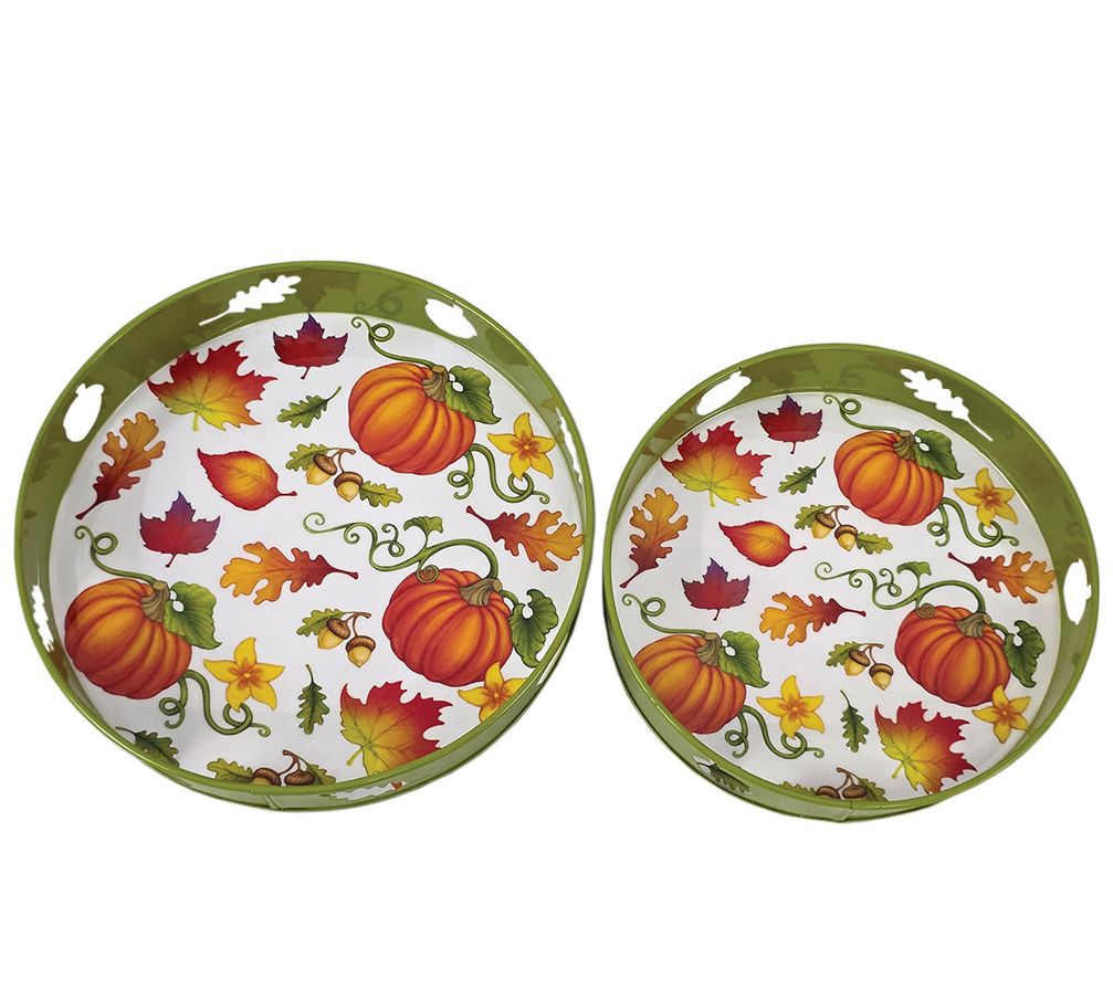 "As Is" Temp-tations Set/2 10" & 12" Round Nesting Metal Trays
