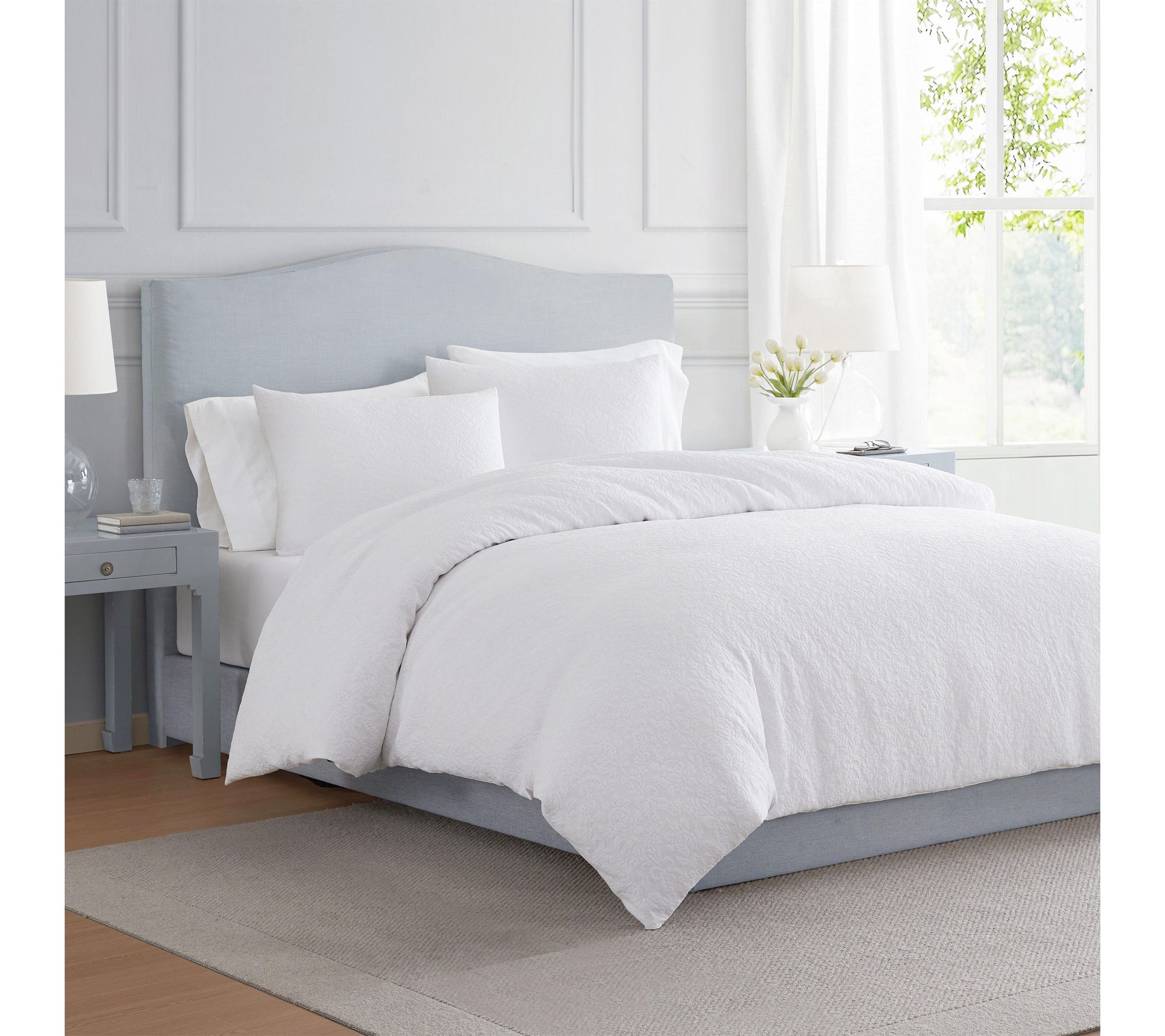 Martha Stewart Garden Trellis White Cotton TwinComforter Set