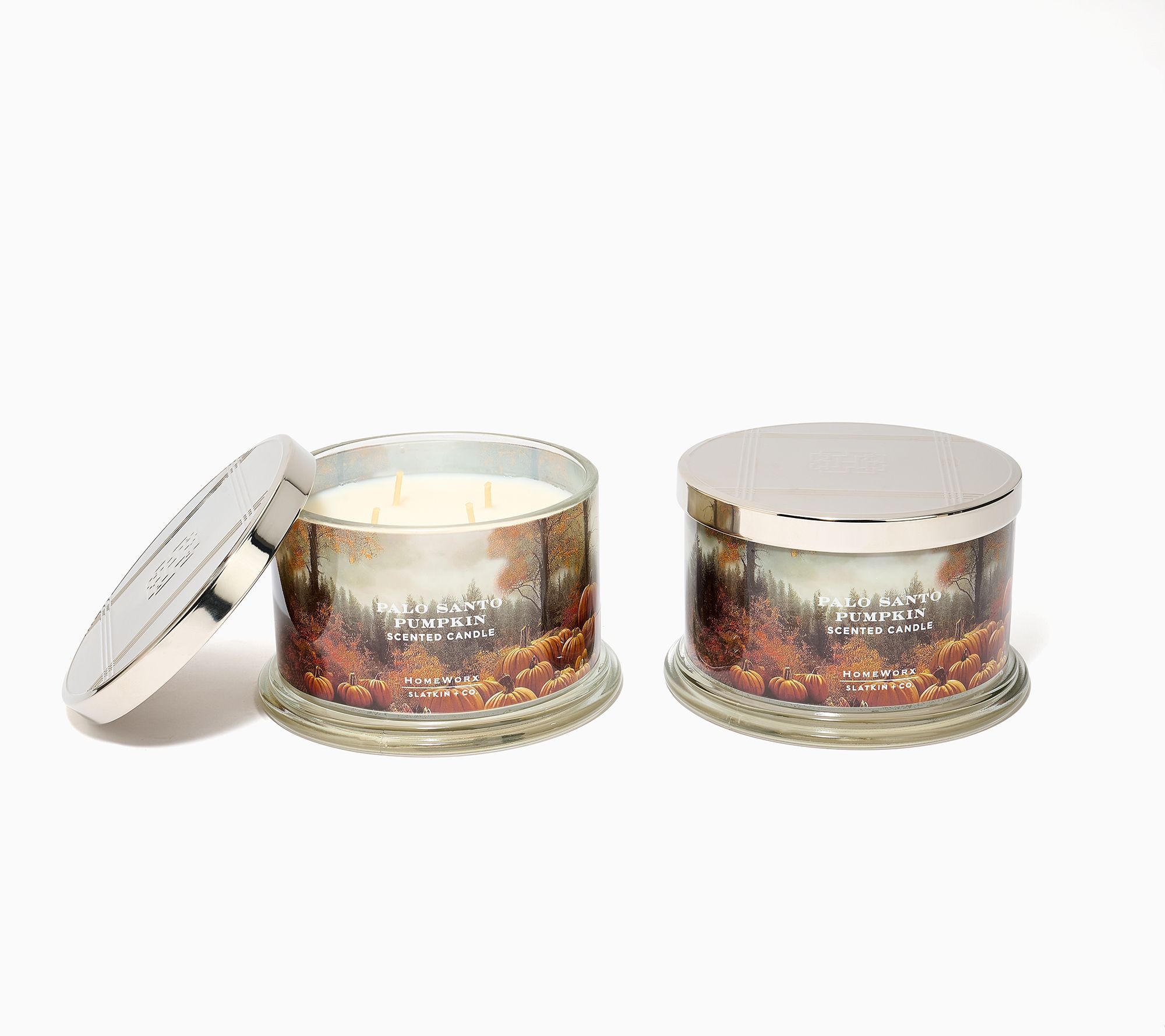 HomeWorx by Slatkin + Co. S/2 18oz Palo Santo Pumpkin Candles