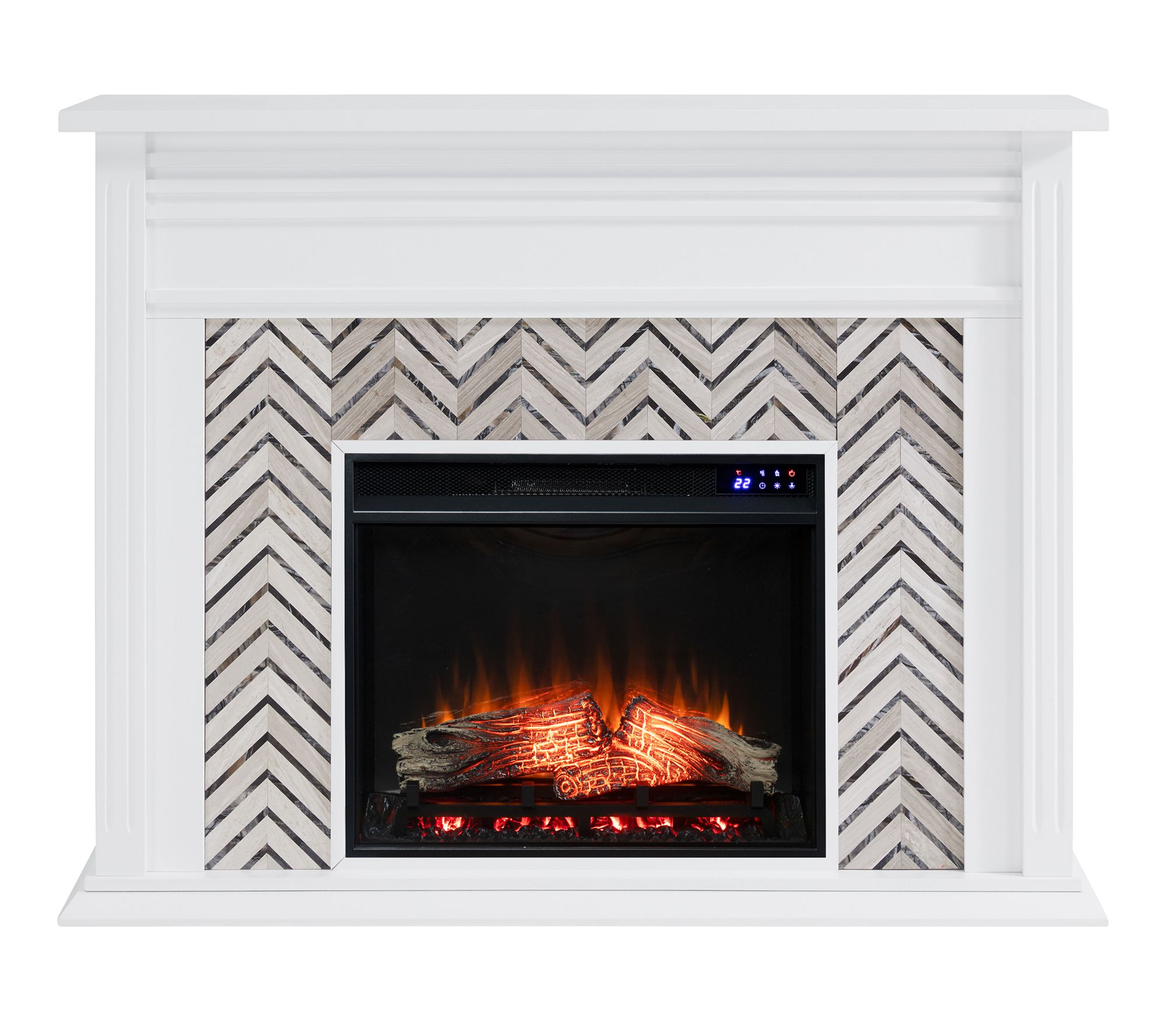 SEI Hebbington Tiled Marble Touch Screen Electric Fireplace