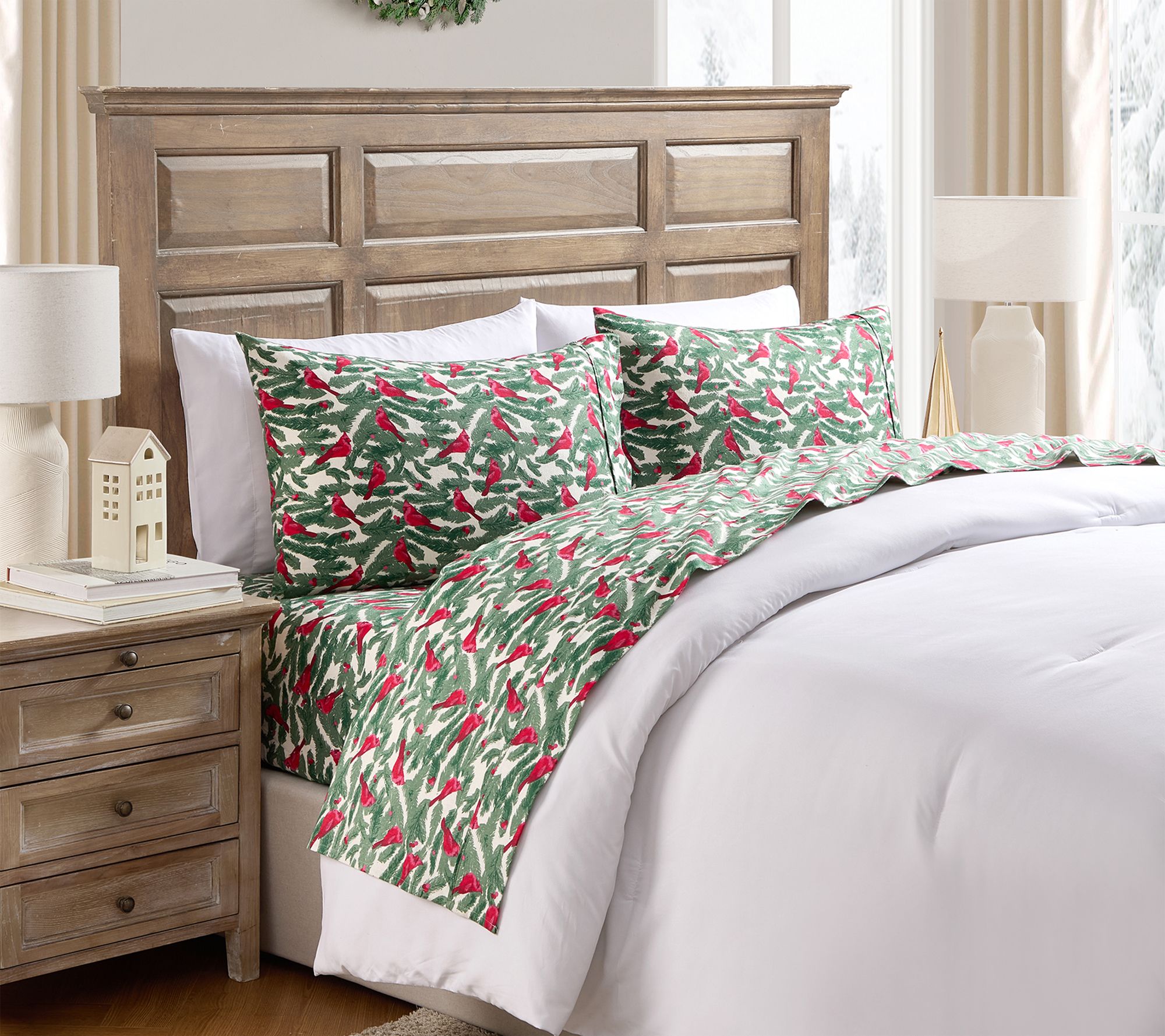 Hallmark Birdie Multi Brushed Cotton Flannel Sheet Set, Full