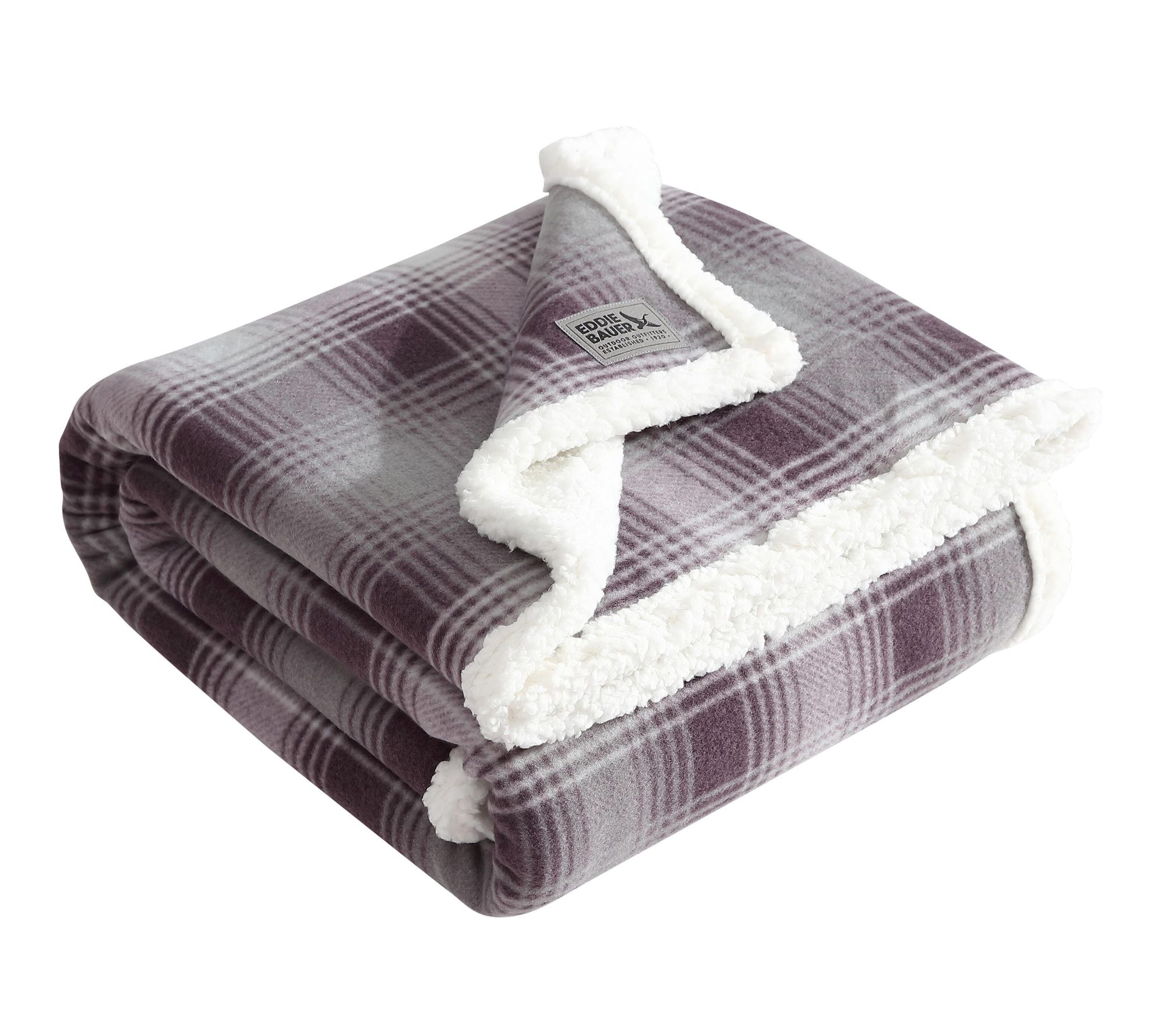 Eddie Bauer Nordic Plaid Purple Polar Fleece 50"X70" Throw