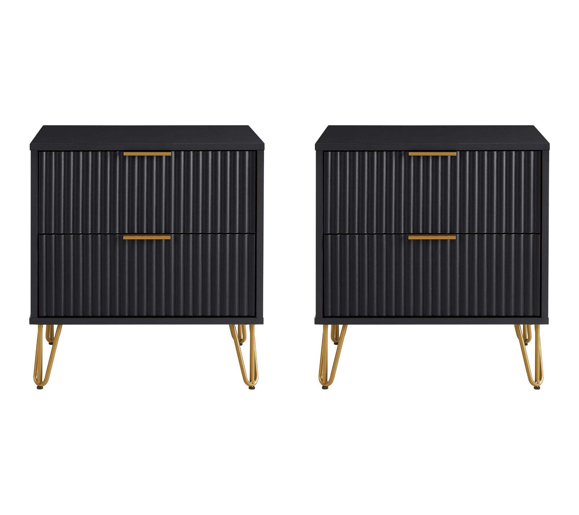 Manhattan Comfort Dumbo 20" Fluted Nightstand -Set of 2