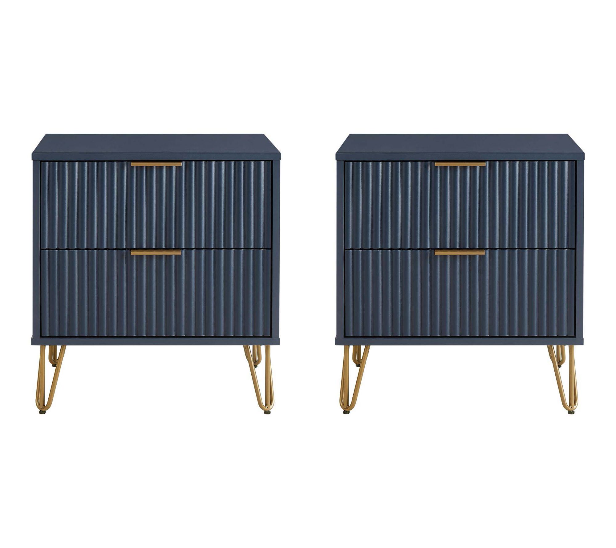 Manhattan Comfort Dumbo 20" Fluted Nightstand -Set of 2