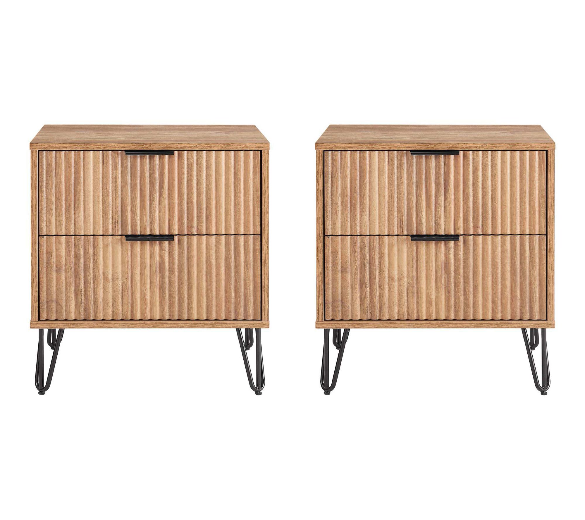 Manhattan Comfort Dumbo 20" Fluted Nightstand -Set of 2