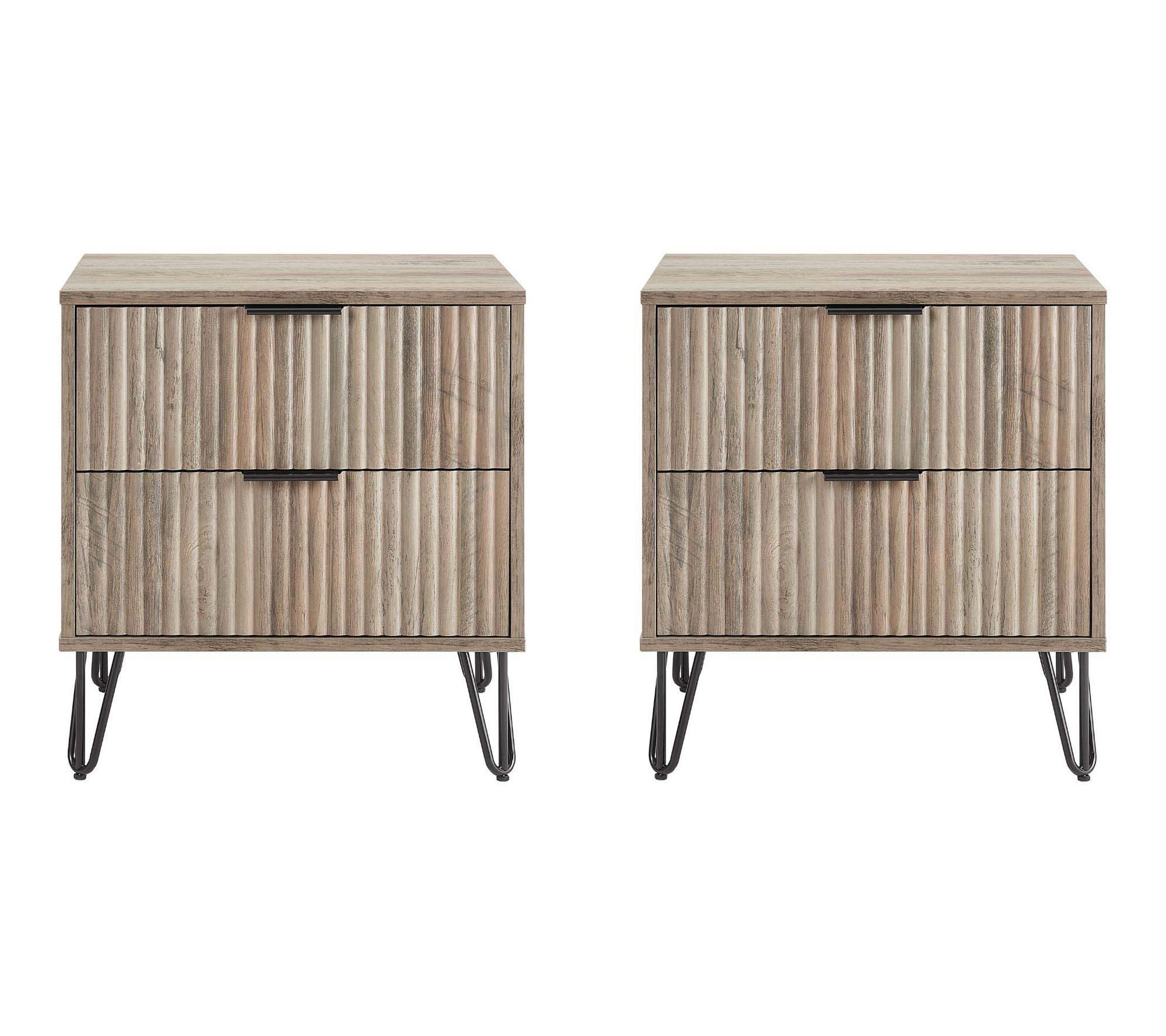 Manhattan Comfort Dumbo 20" Fluted Nightstand -Set of 2