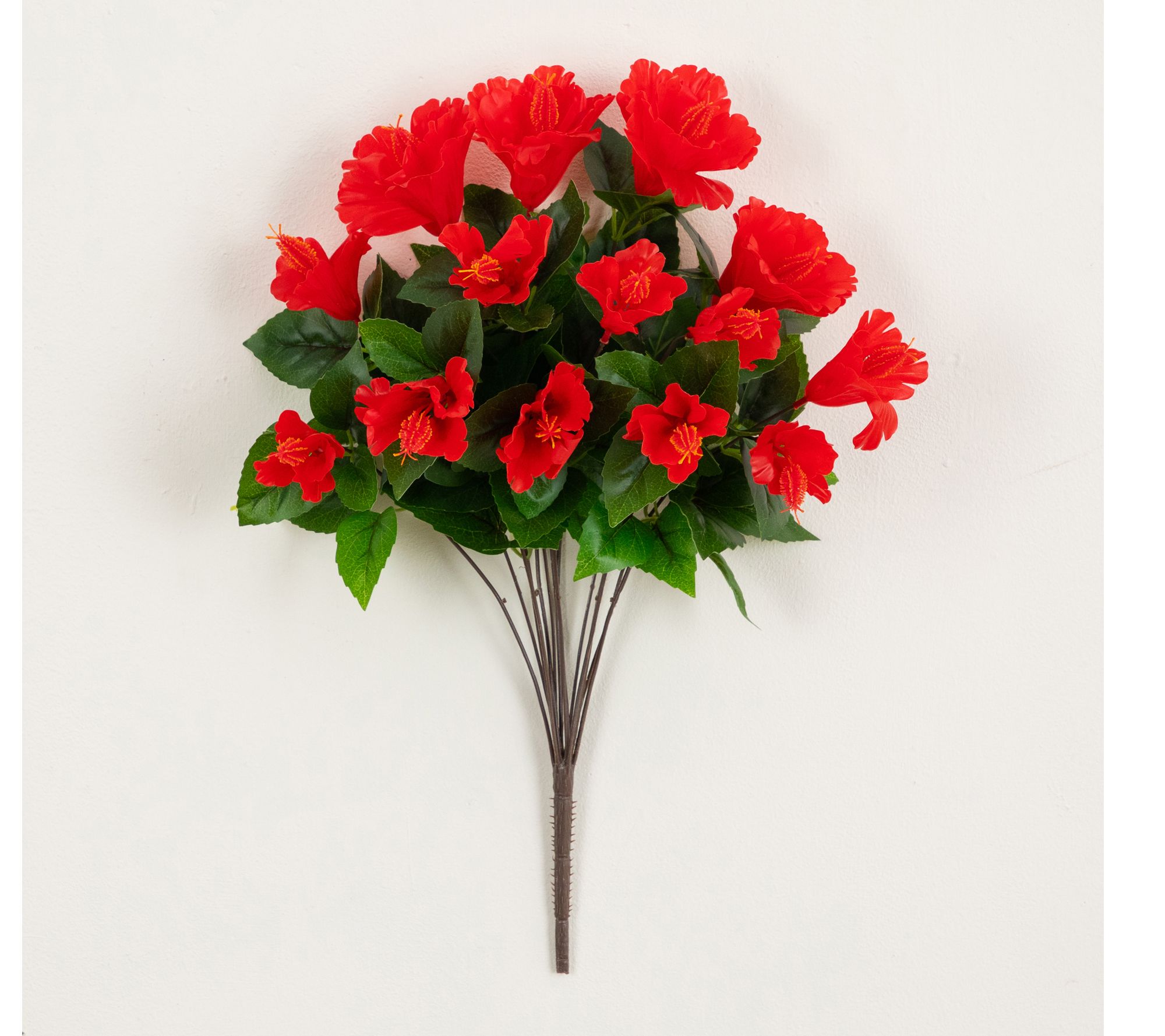 Nearly Natural 19-in UV Resistant Hibiscus Bush- Set of 3