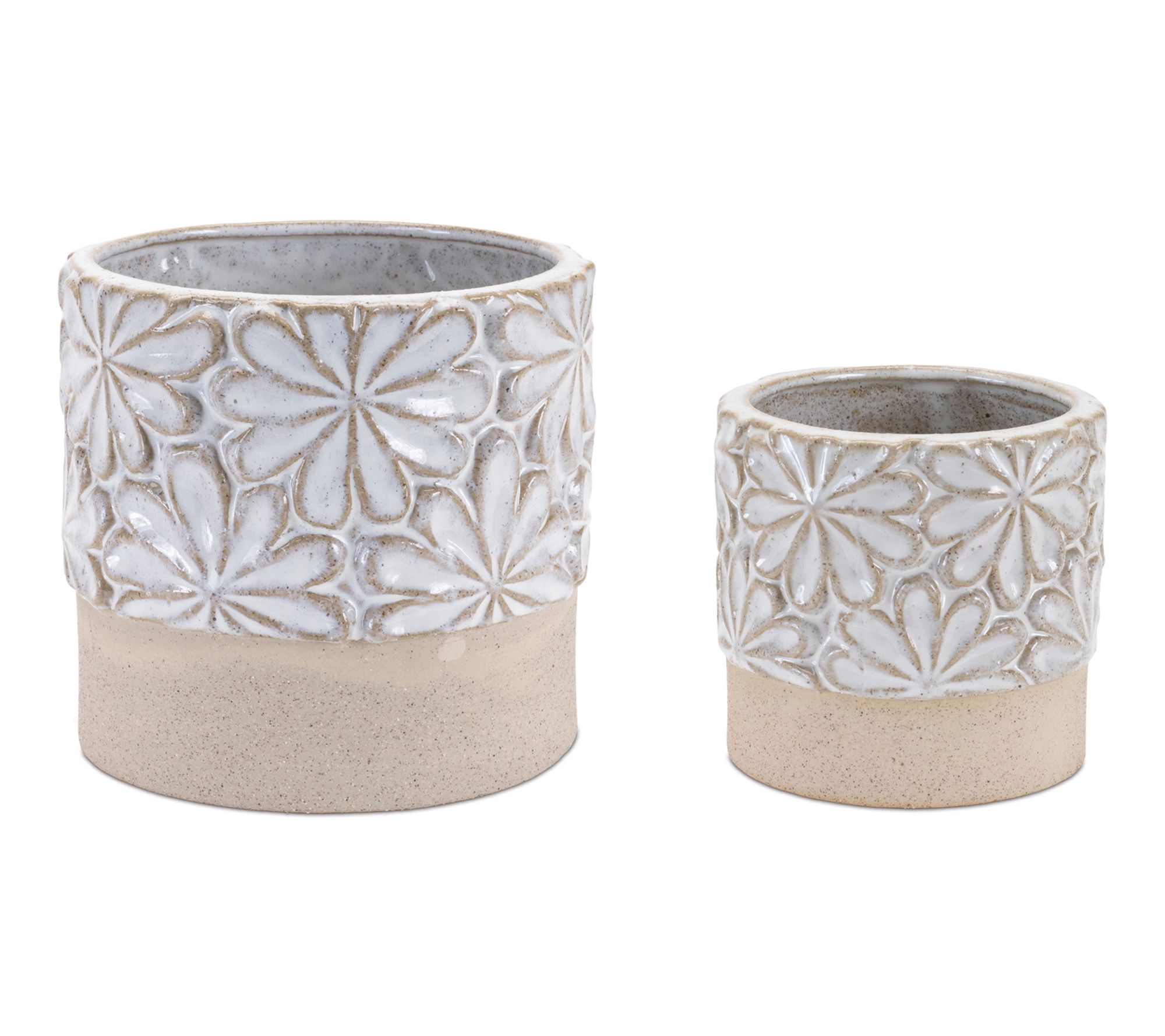 Melrose International Ceramic Floral Planter (Set of 2)