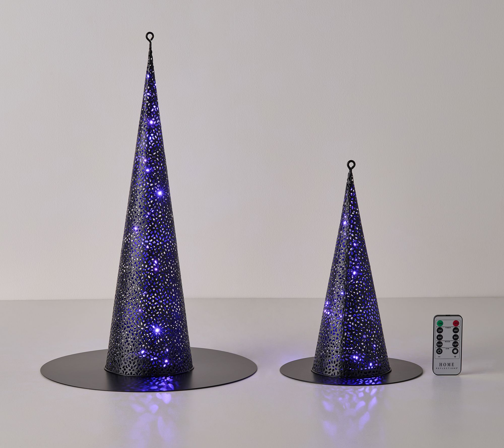 Home Reflections Set of 2 Witch Hat Lanterns with Remote