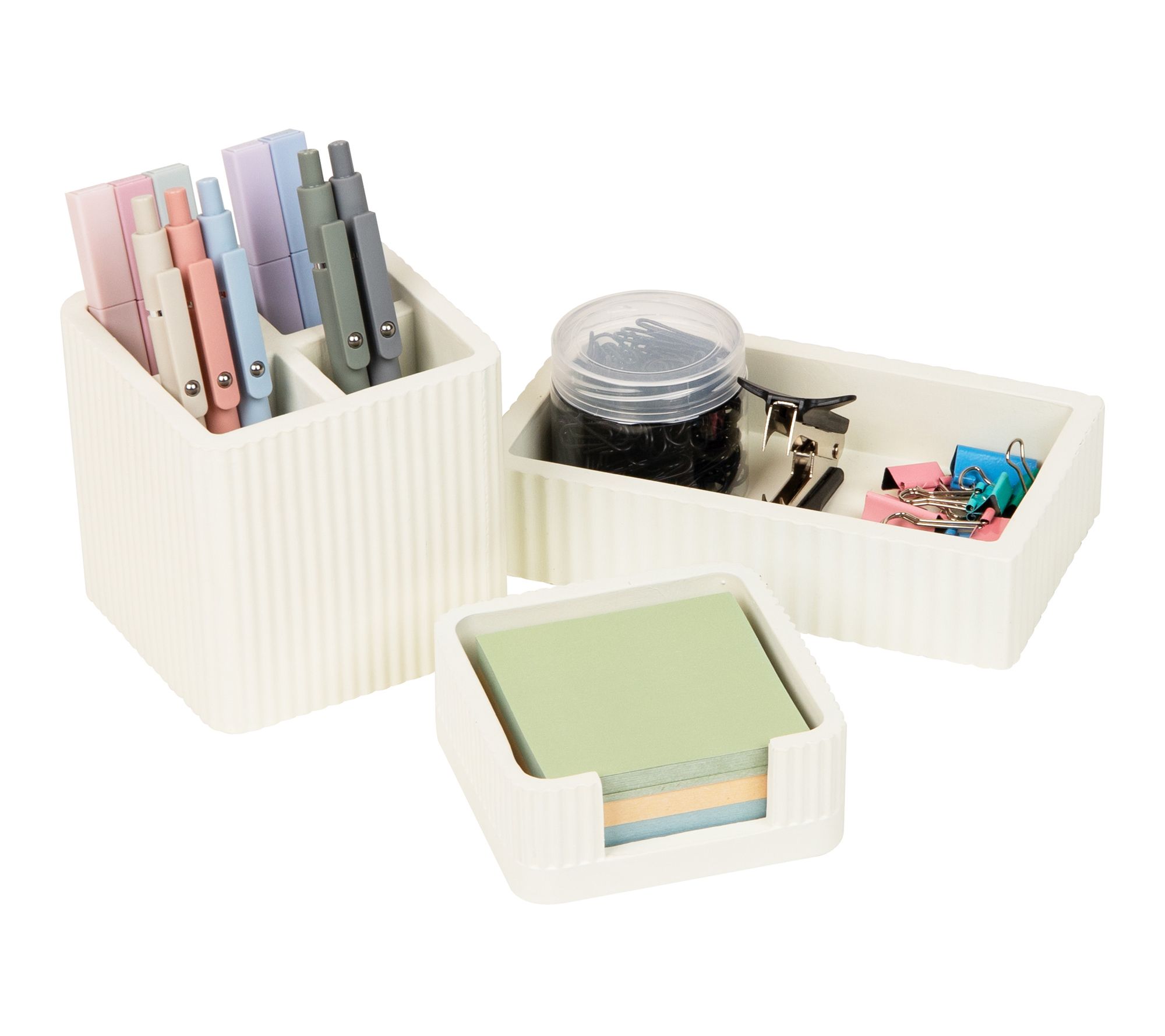 Mind Reader 3-Piece Cement Desk Organizer Set