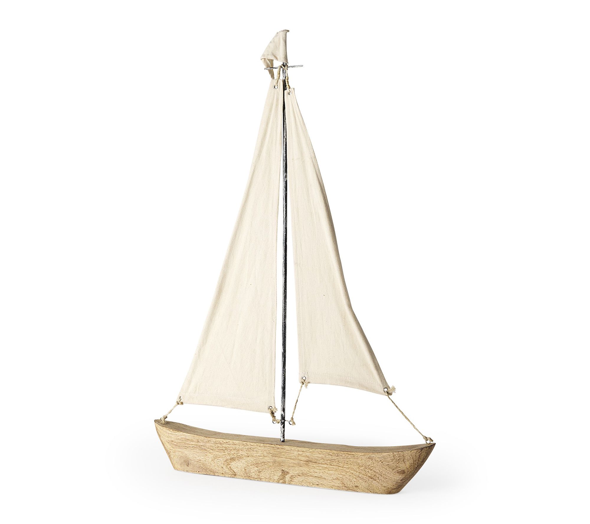 HomeRoots 32" Brown Wood and Fabric Sailboat Sculpture
