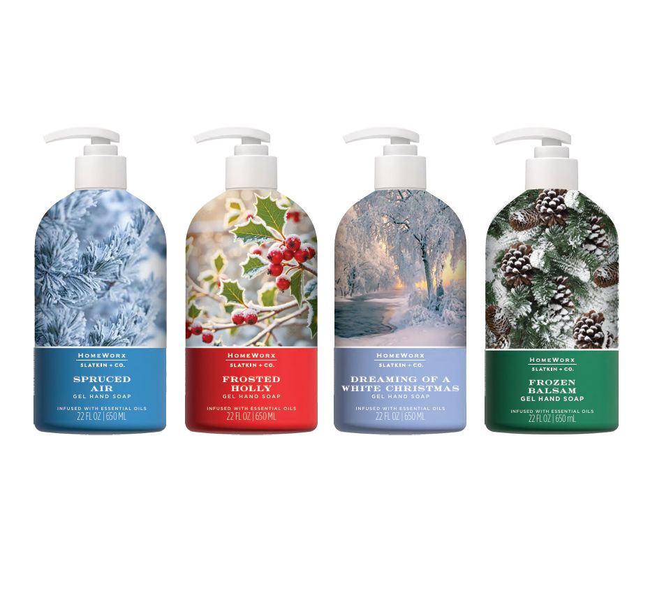 HomeWorx by Slatkin + Co. S/4 22oz Winter Favorites Gel Hand Soaps
