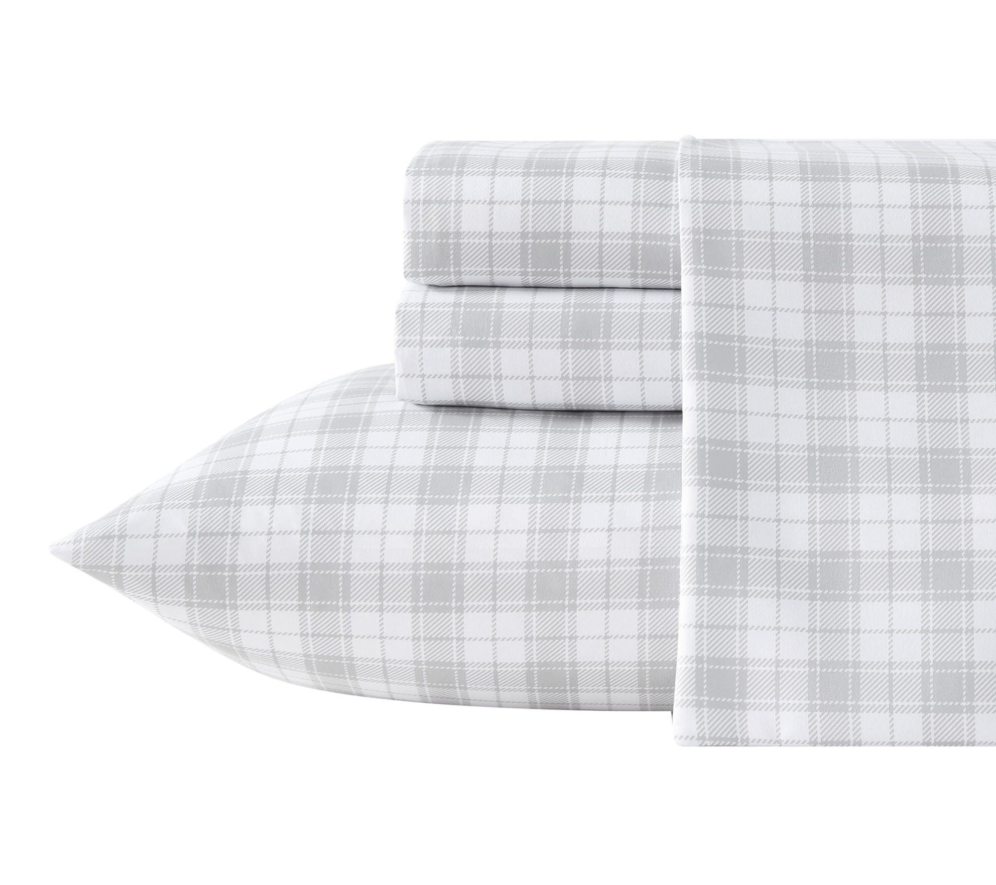 Eddie Bauer Pen stemon Plaid Wh ite/Grey Microf br Full Sheet S
