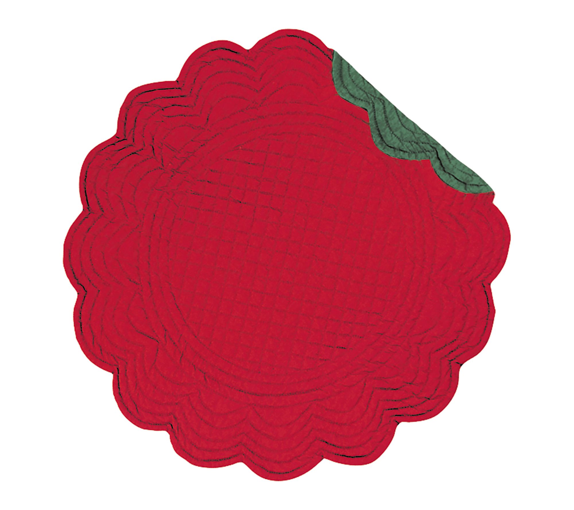 Red & Green Qui lted Round Plac emat Set of 6 b y Valerie