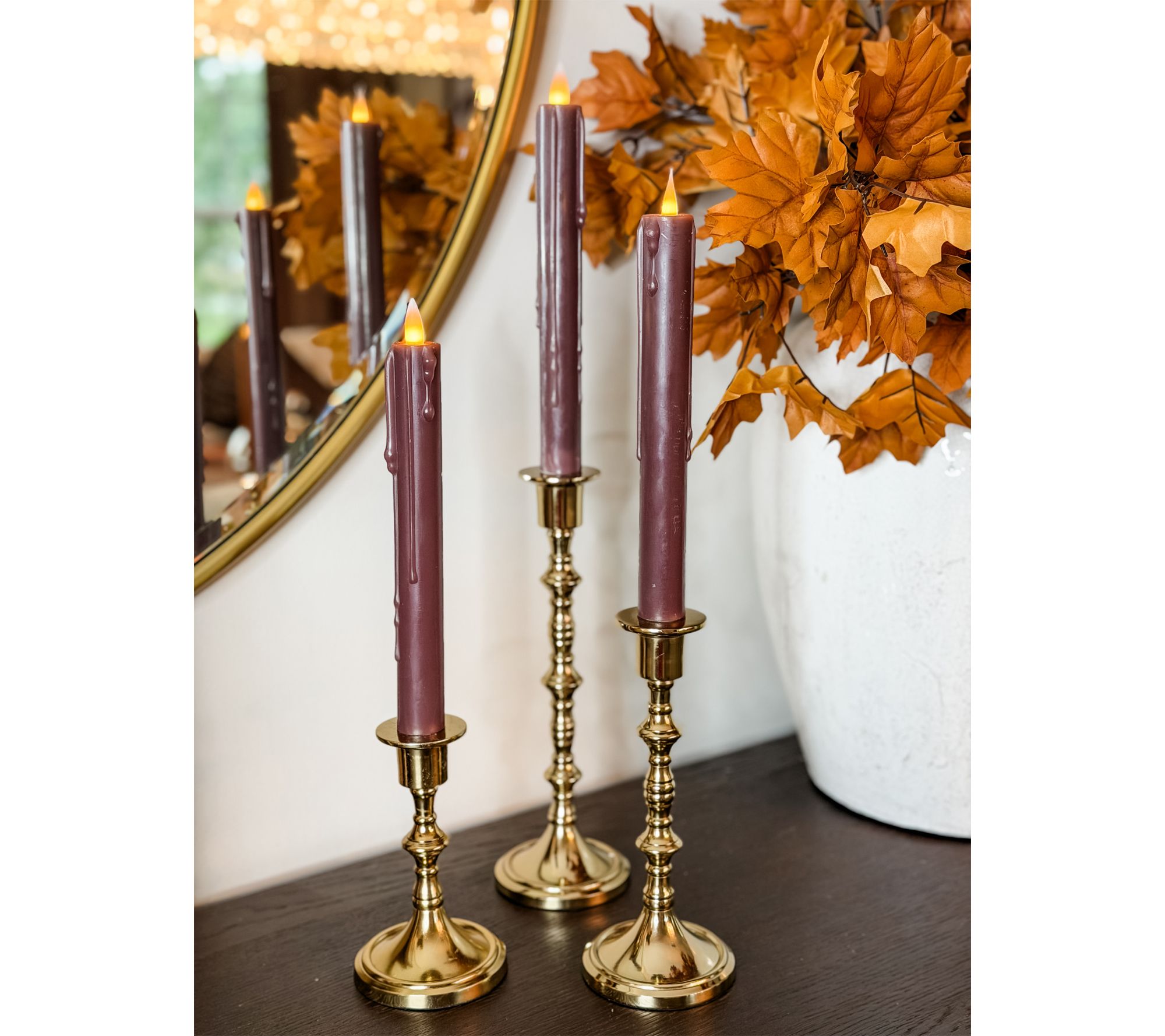 Simply Stunning S/3 Drip Wax Flameless Tapers by Janine Graff | QVC