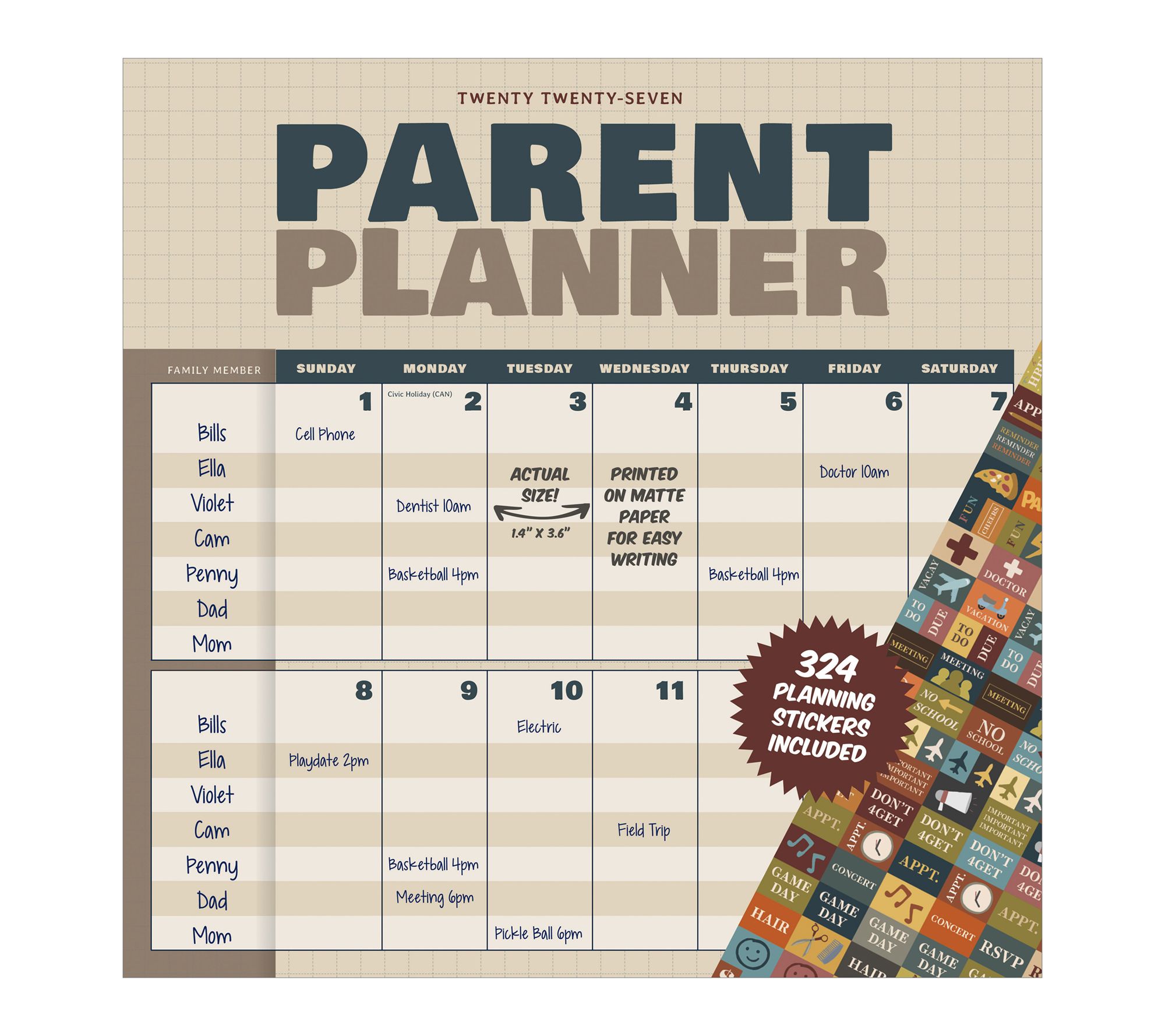 2027 Parent Planner Wall Calendar