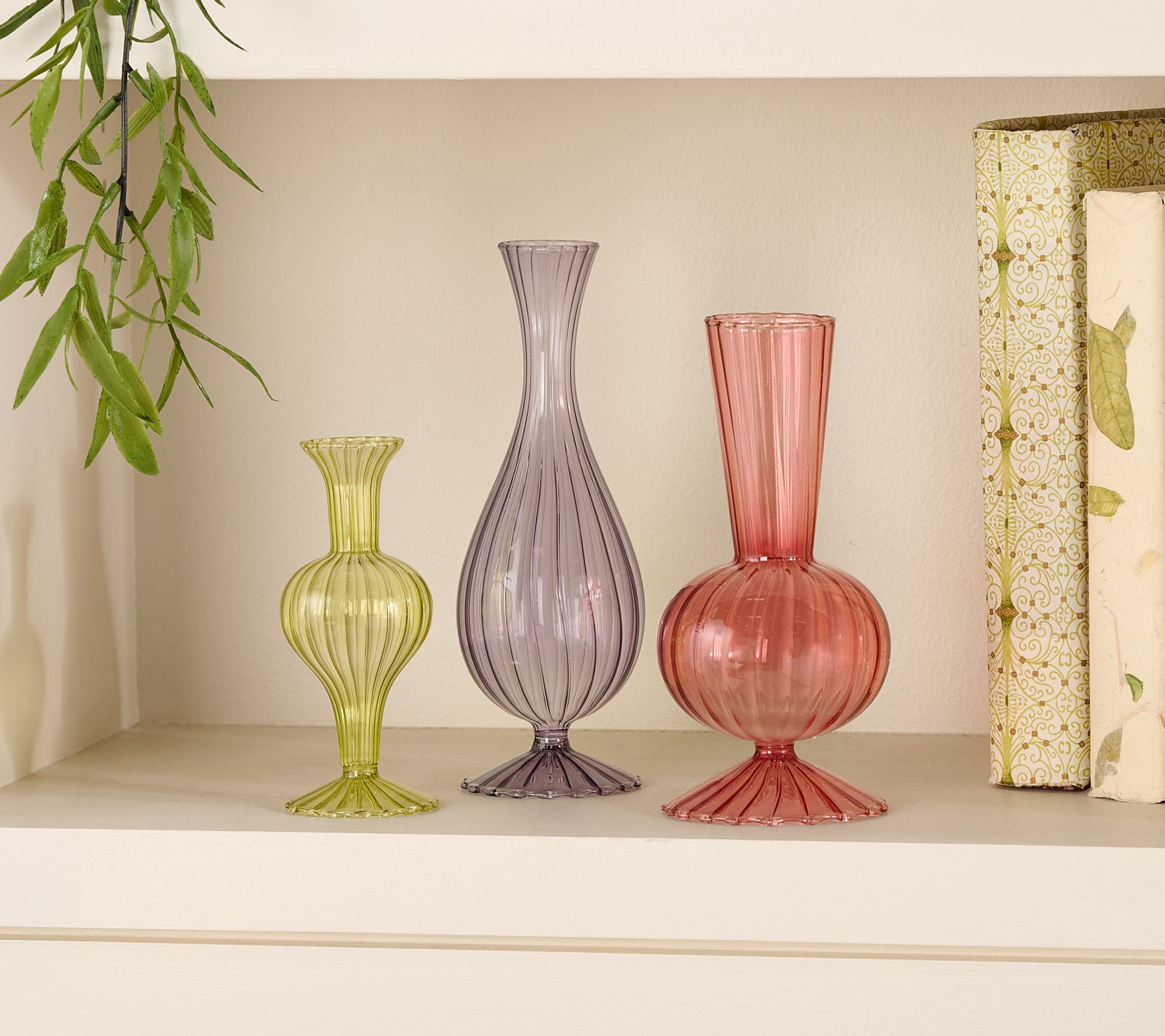 "As Is" Ode to Color by Lori Weitzner S/3 Colored Glass Bud Vases