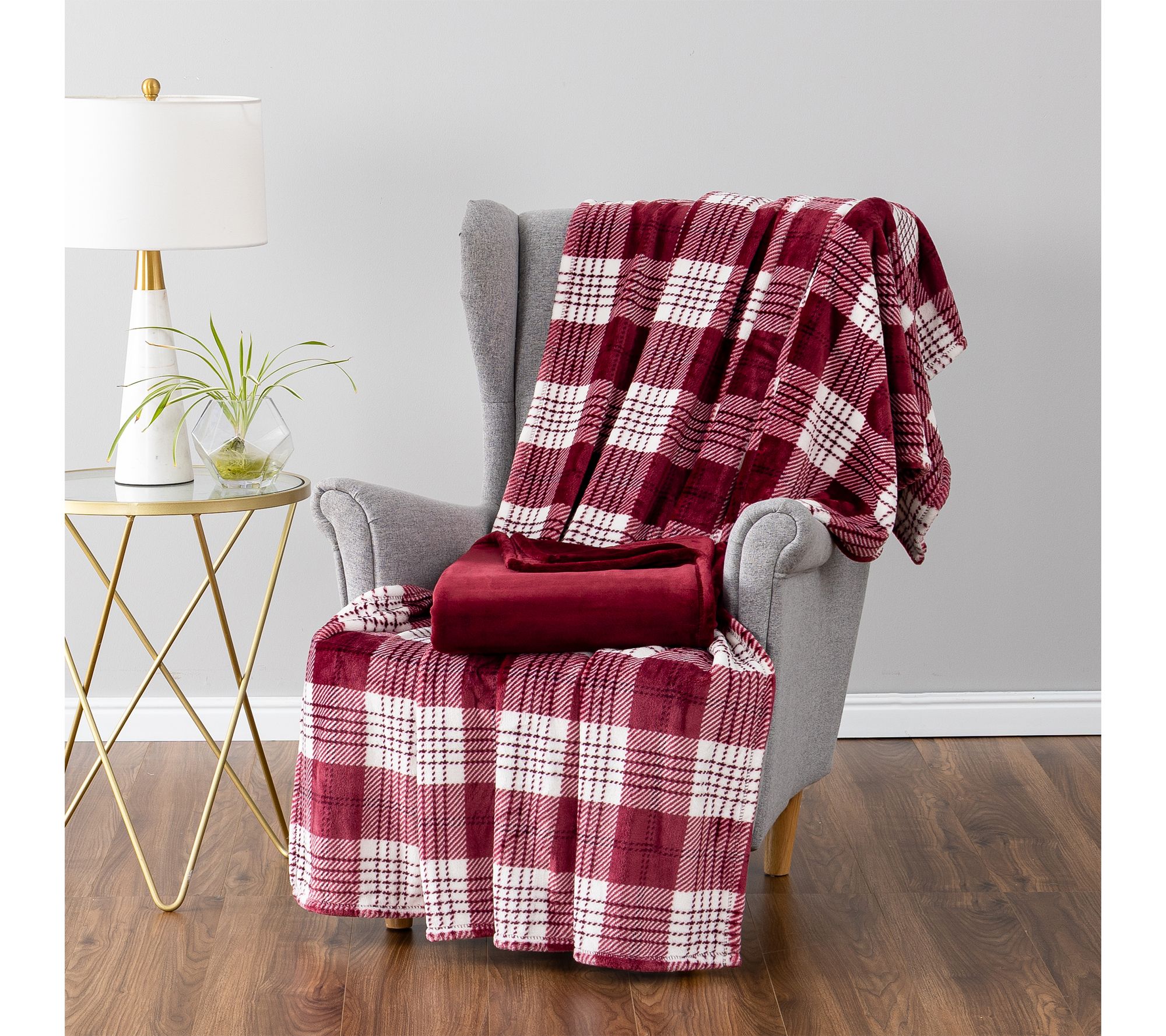Berkshire Plaid Velvetsoft Throws 2 Pack