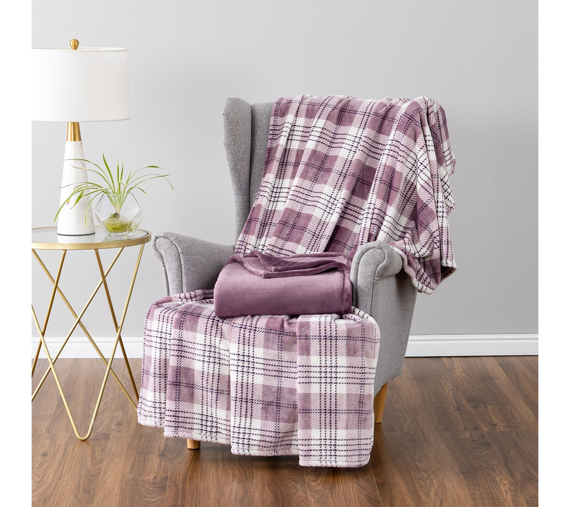 Berkshire Plaid Velvetsoft Throws 2 Pack